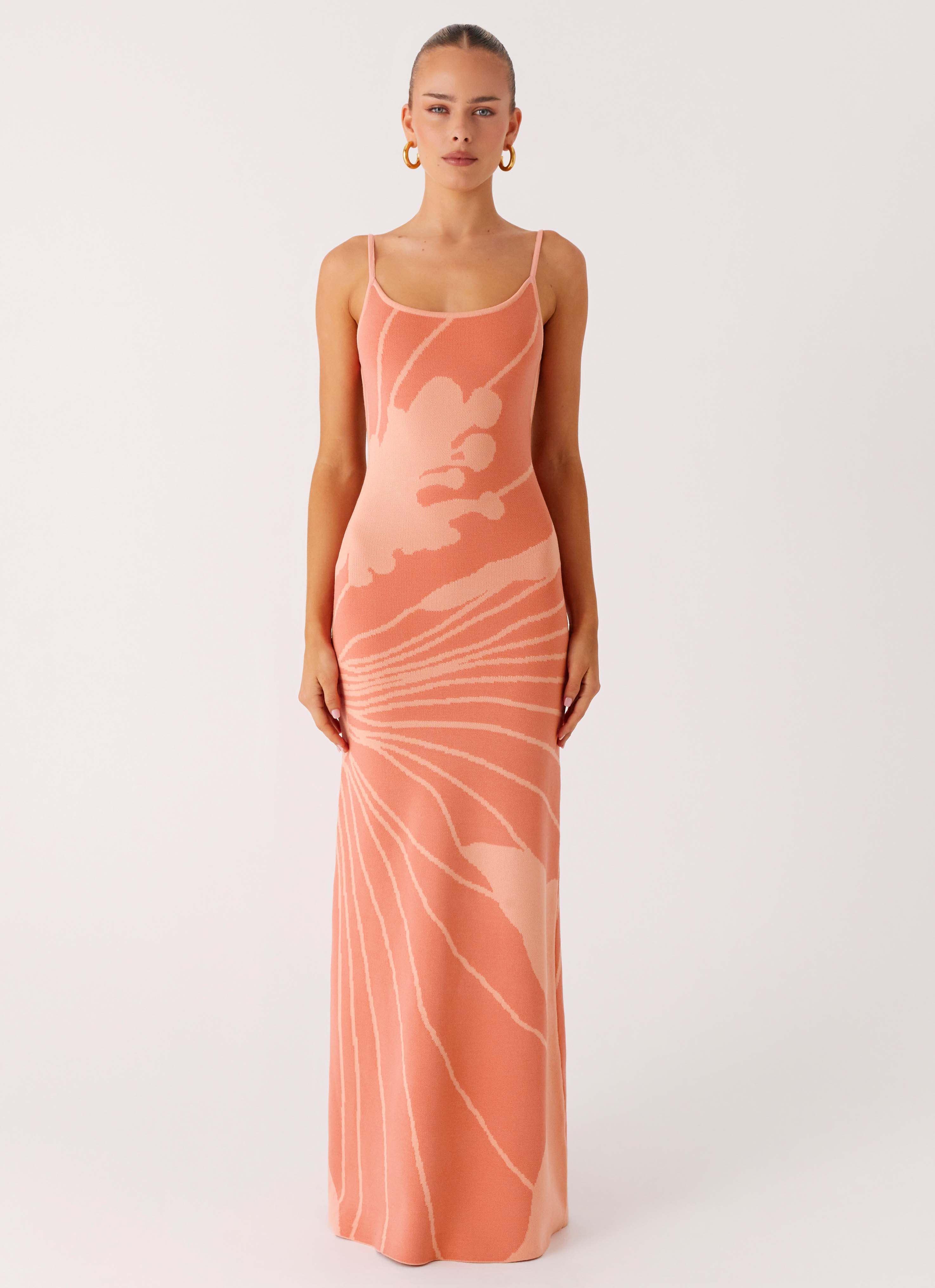 Bliss View Knit Maxi Dress - Peach - Image 2