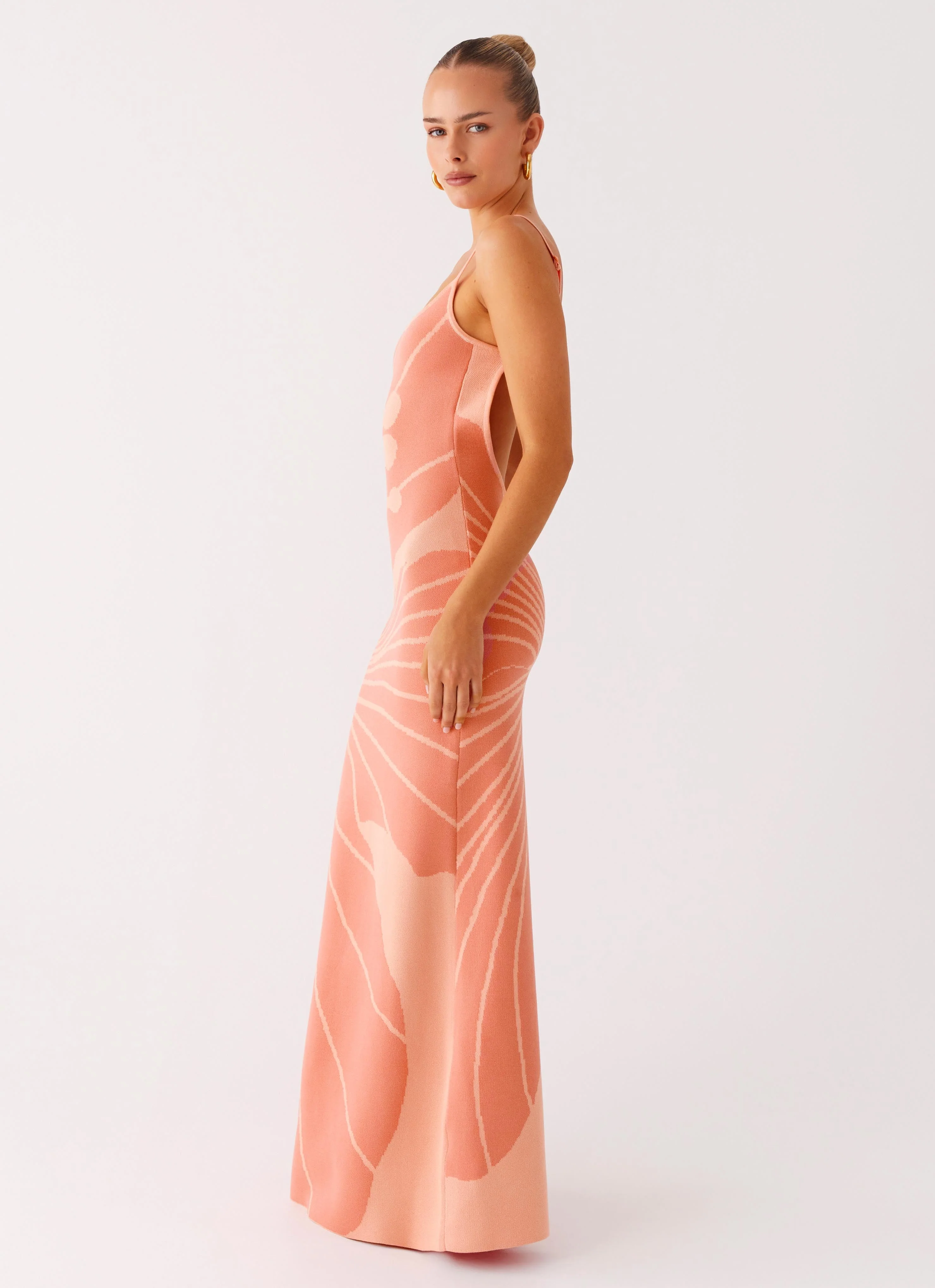 Bliss View Knit Maxi Dress - Peach - Image 3