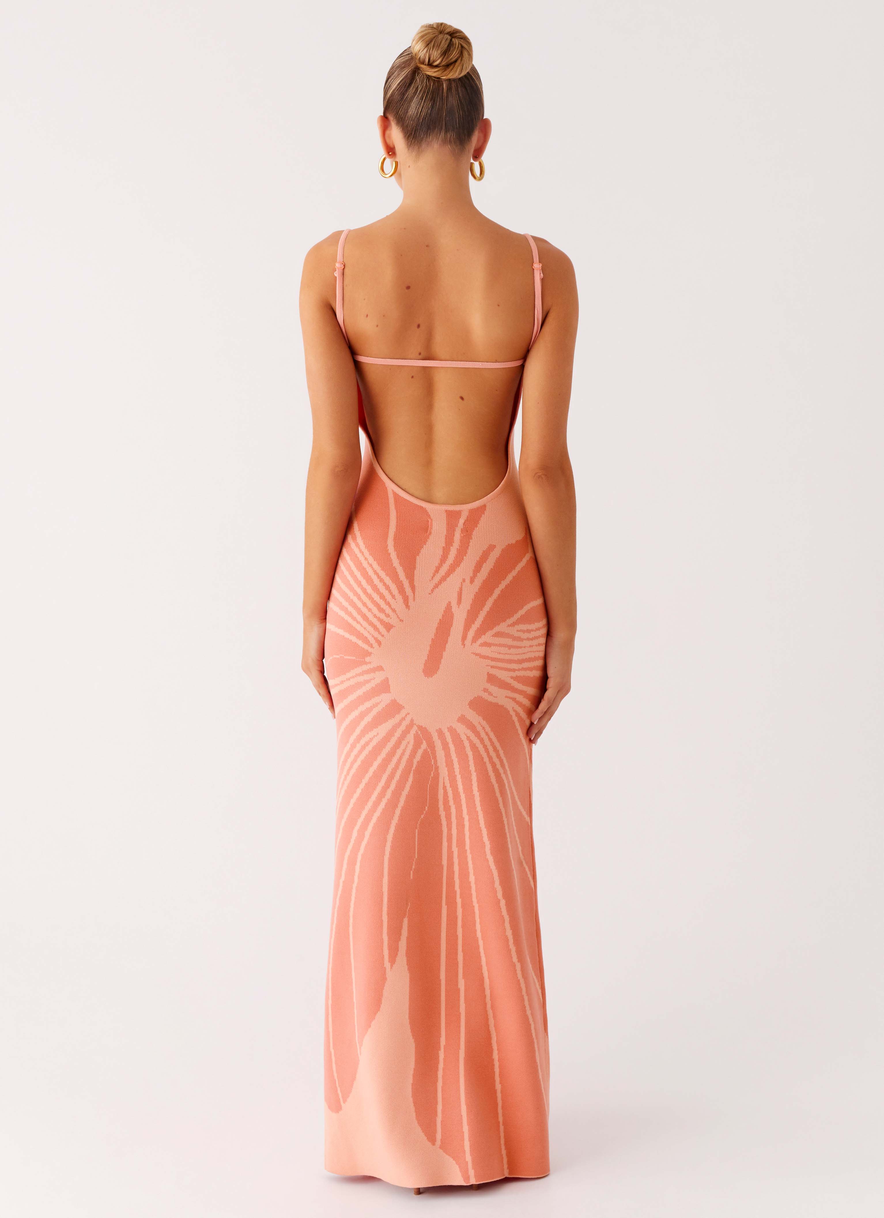 Bliss View Knit Maxi Dress - Peach - Image 4