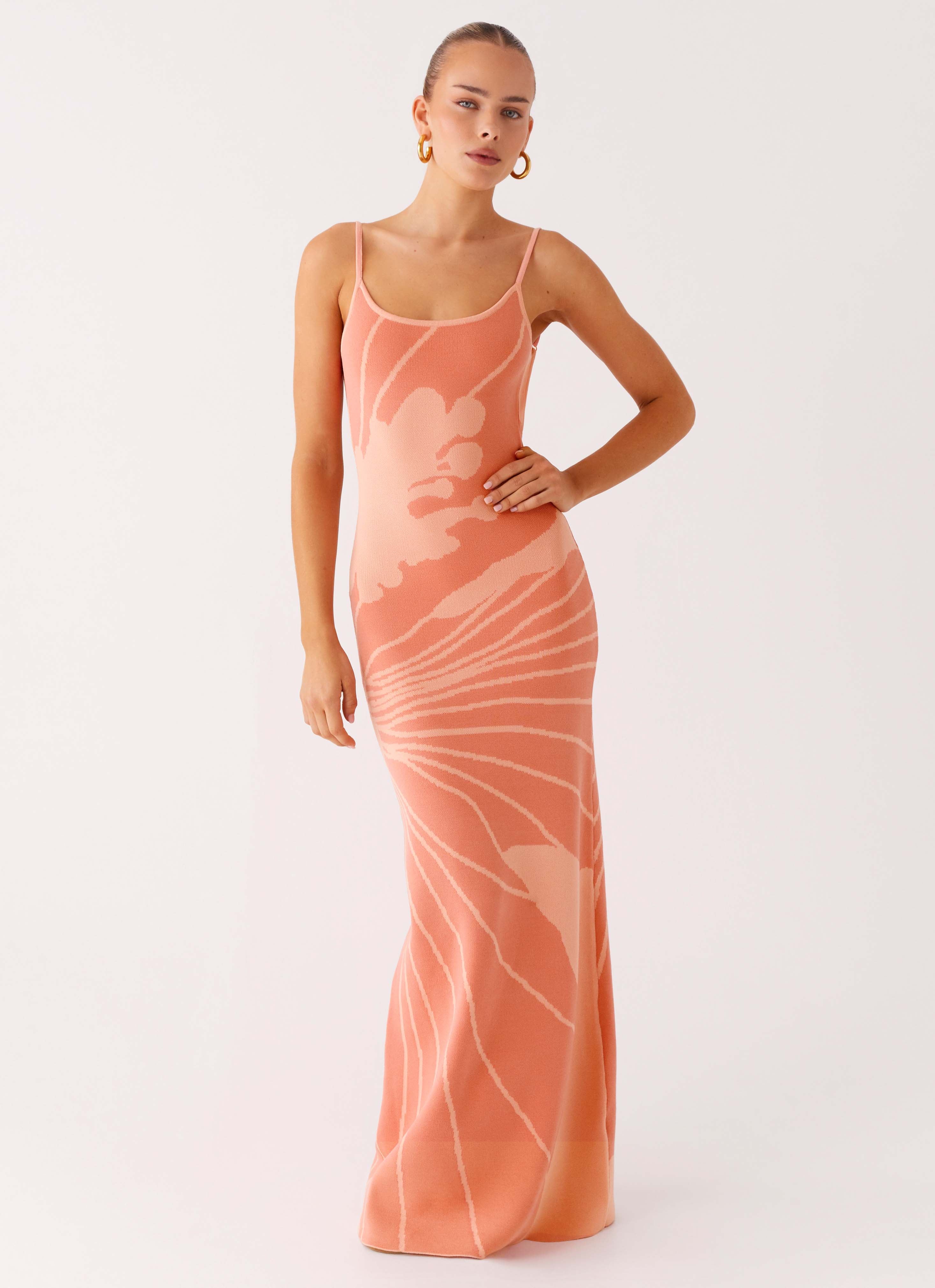 Bliss View Knit Maxi Dress - Peach - Image 5