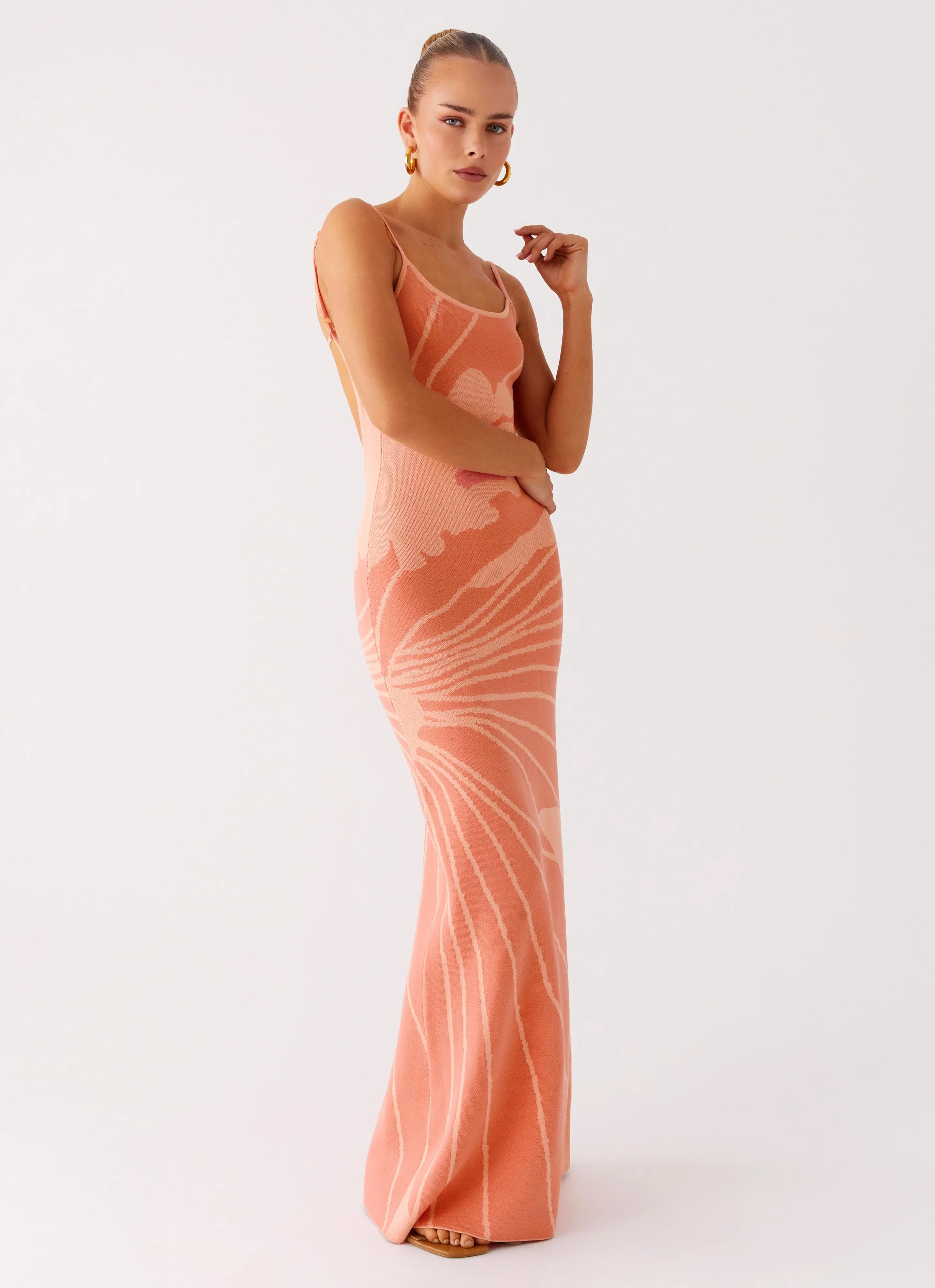 Bliss View Knit Maxi Dress - Peach - Image 6