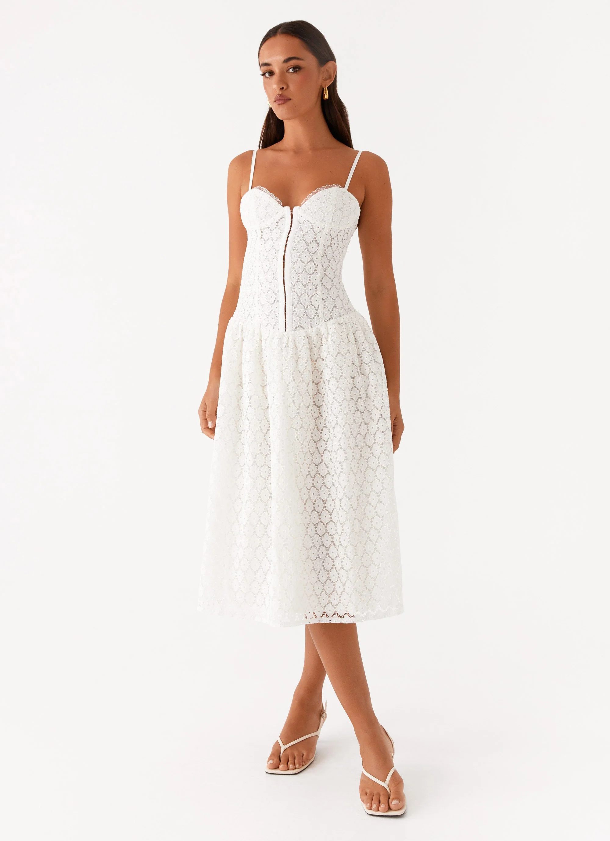 Blooming Corset Midi Dress - White - Image 6