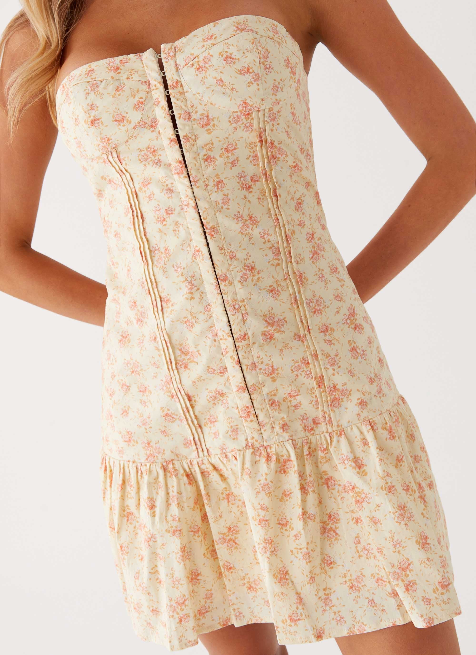 Bloomsbury Bustier Mini Dress - Yellow Ditsy Floral - Image 2