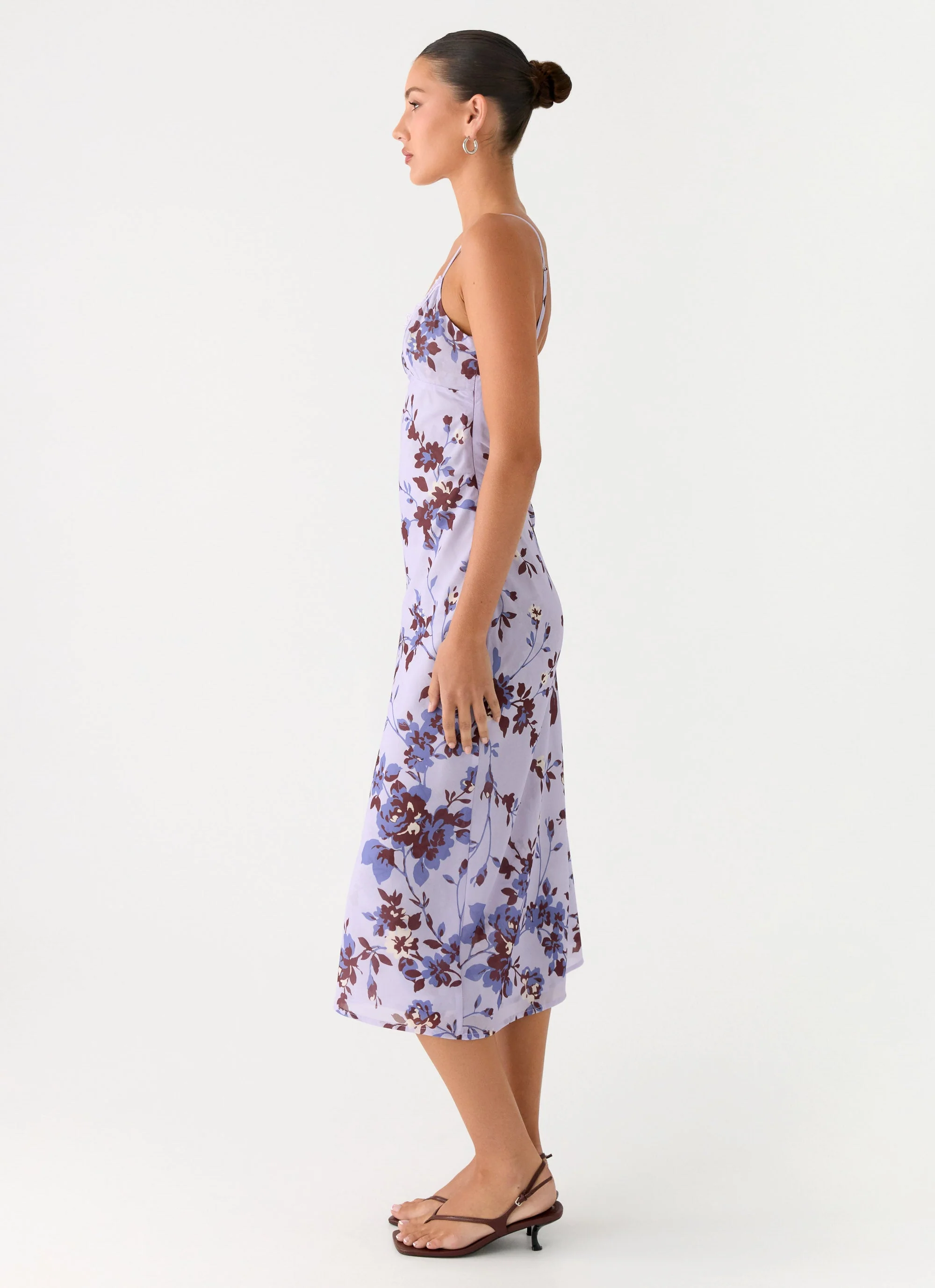 Bluma Lace Trim Midi Dress - Antique Lilac Floral - Image 3