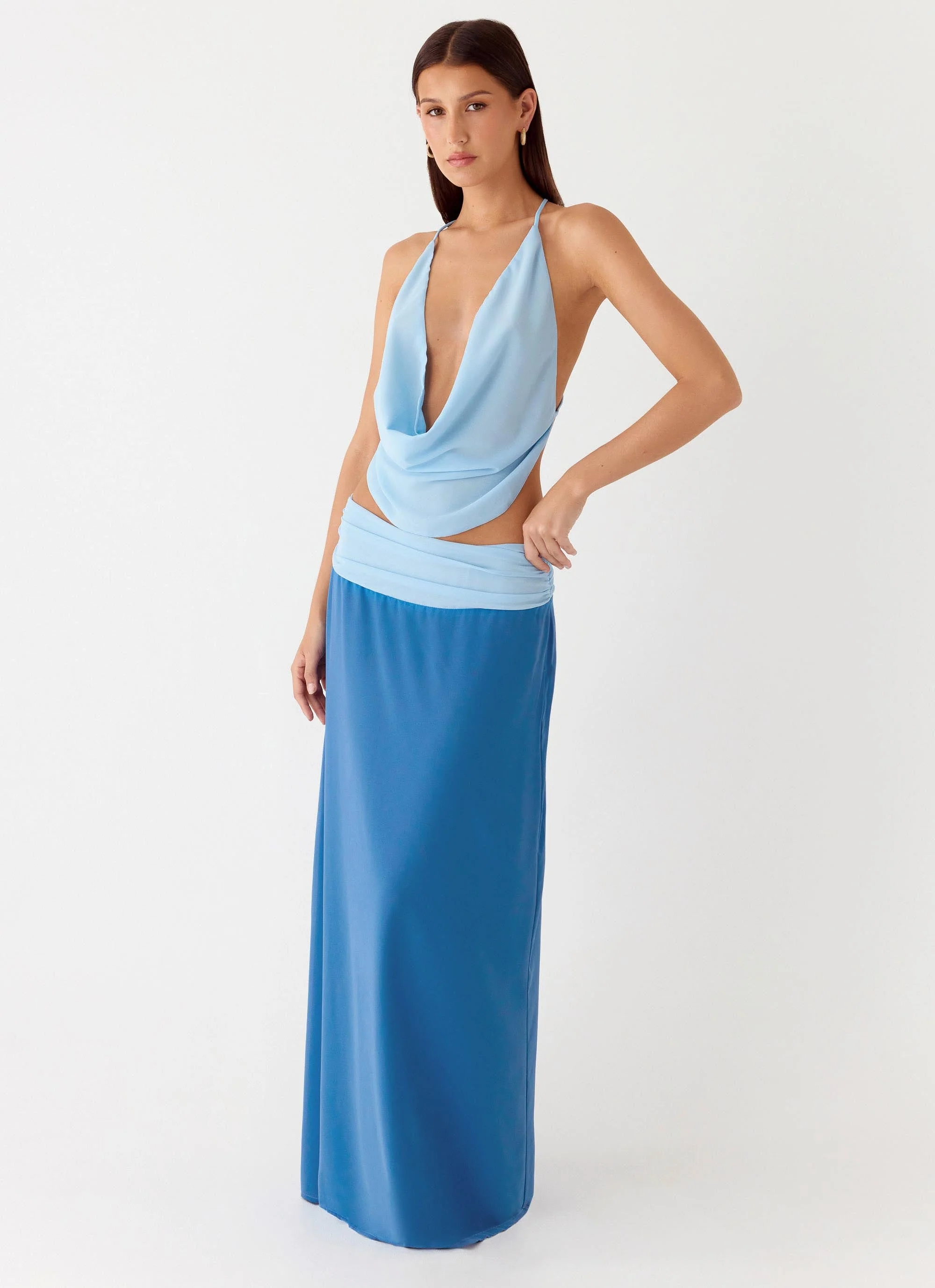 Blushing Bloom Maxi Skirt - Baby Blue - Image 5