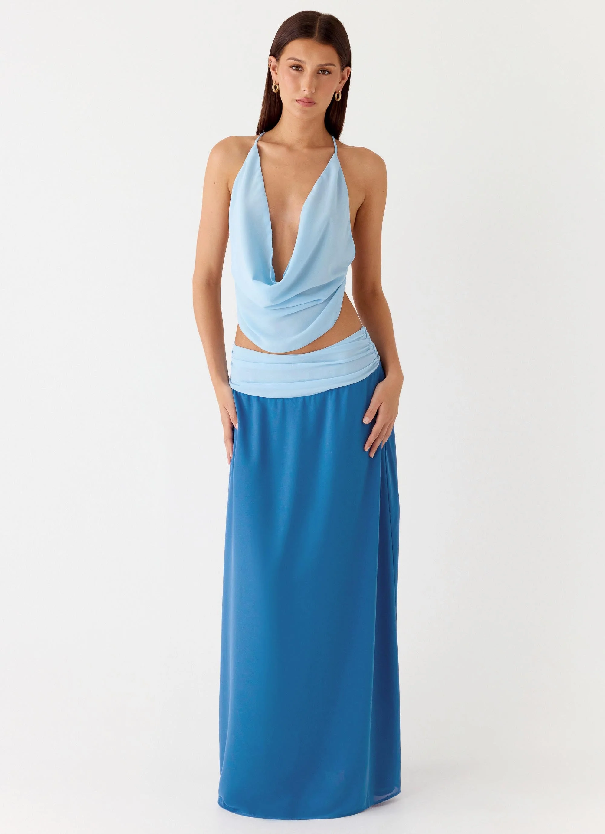 Blushing Bloom Maxi Skirt - Baby Blue - Image 6