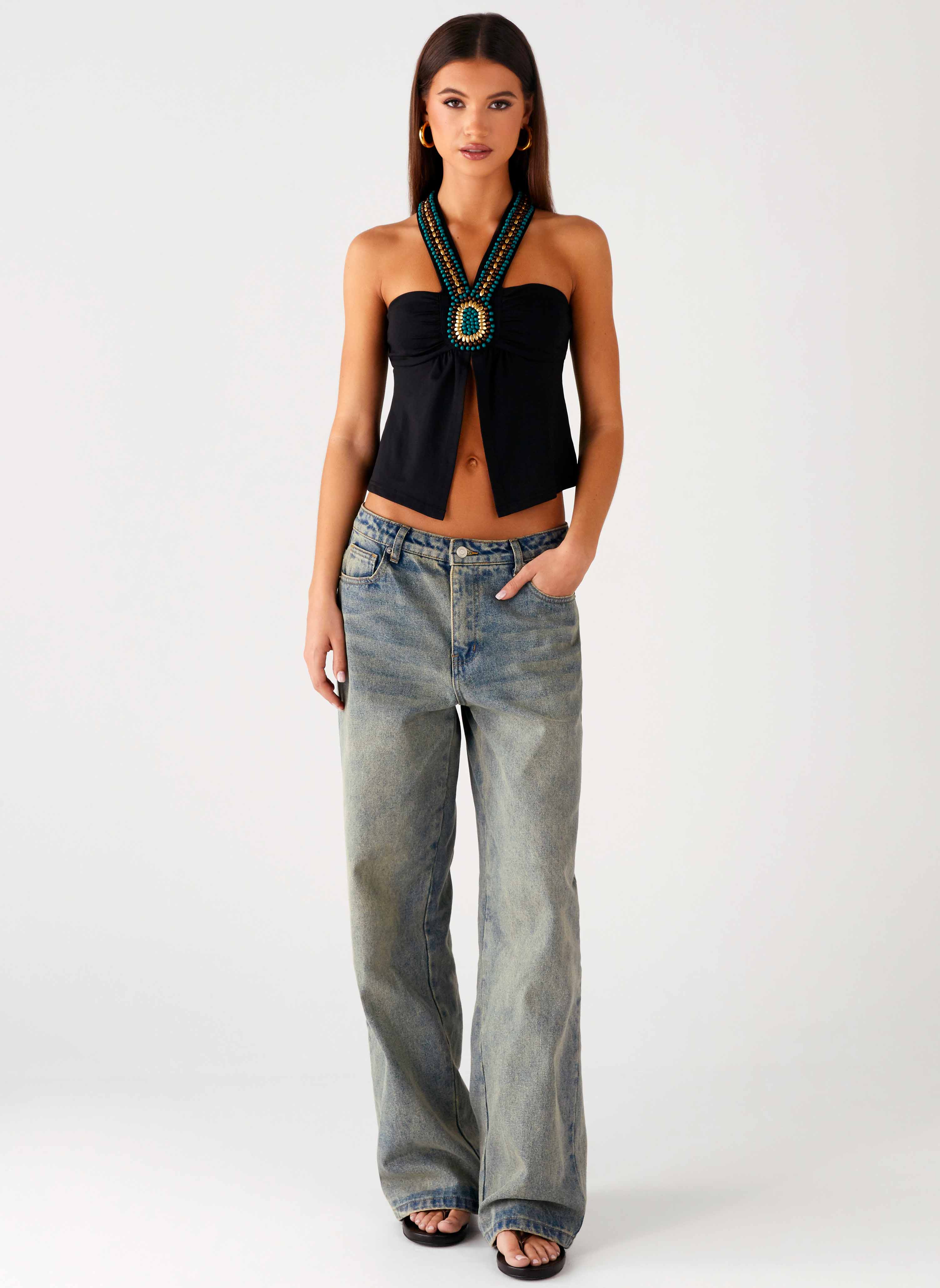 Boheme Breeze Halter Top - Black - Image 2