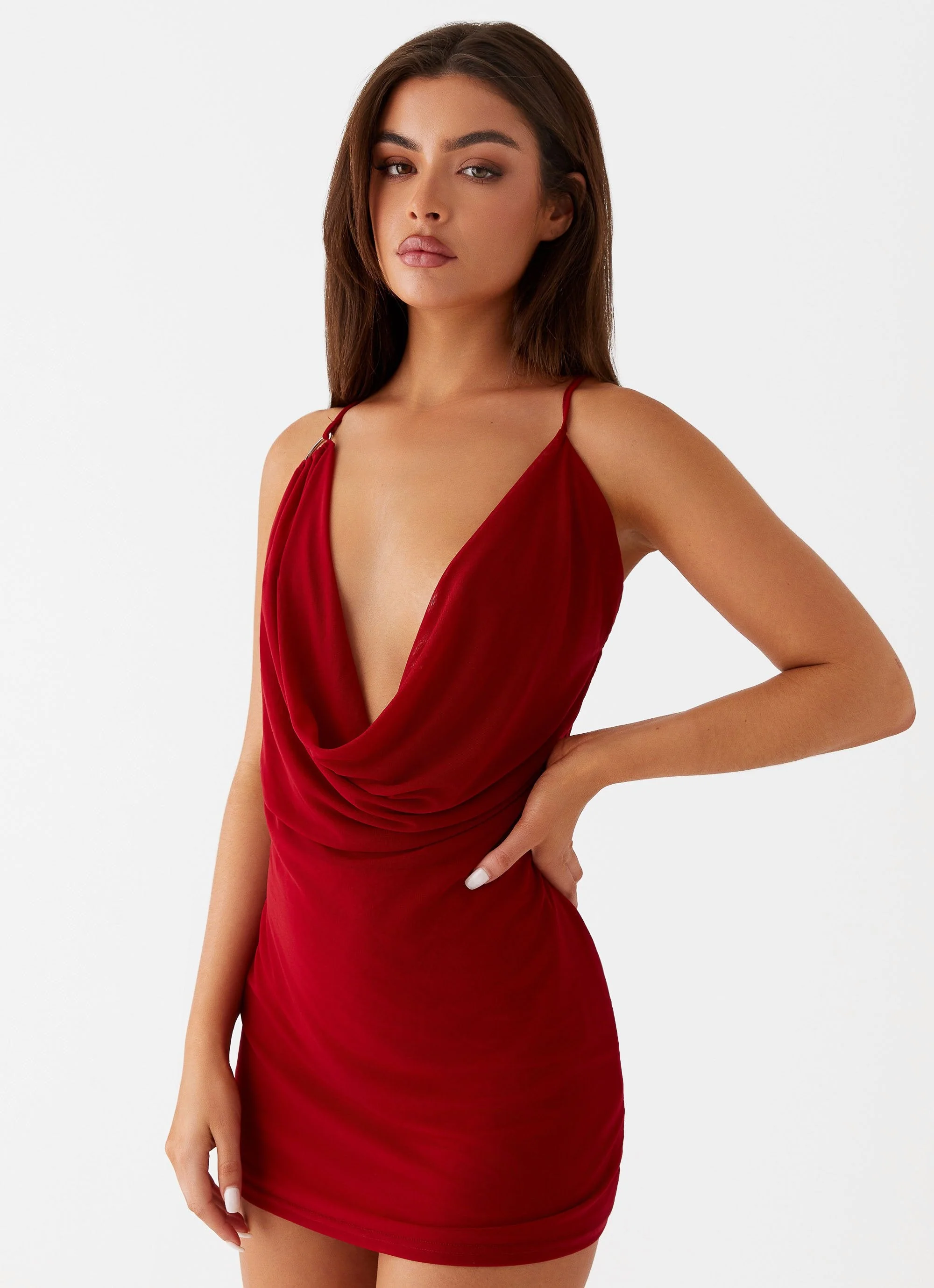 Bohemian Bliss Mesh Mini Dress - Red - Image 5
