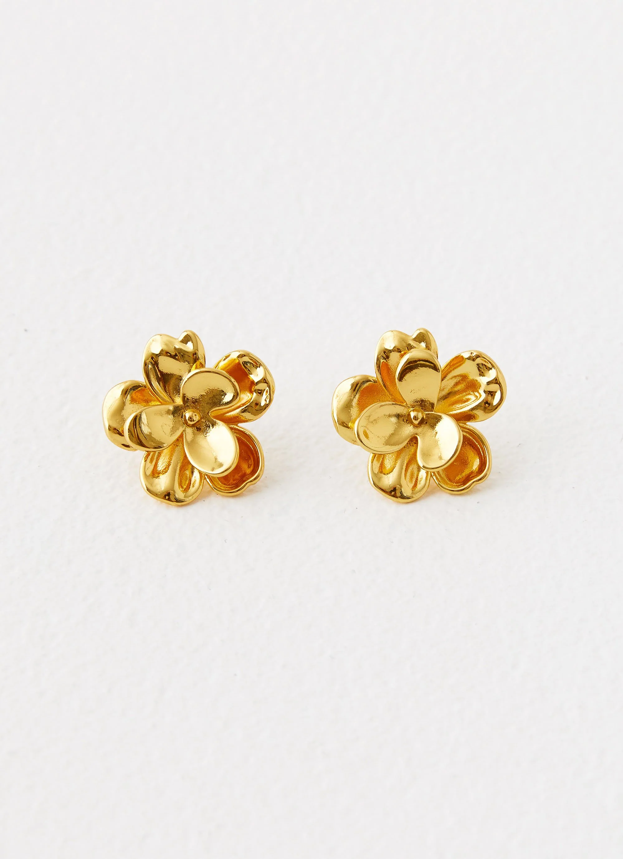 Bold Rosette Earrings - Gold - Image 2