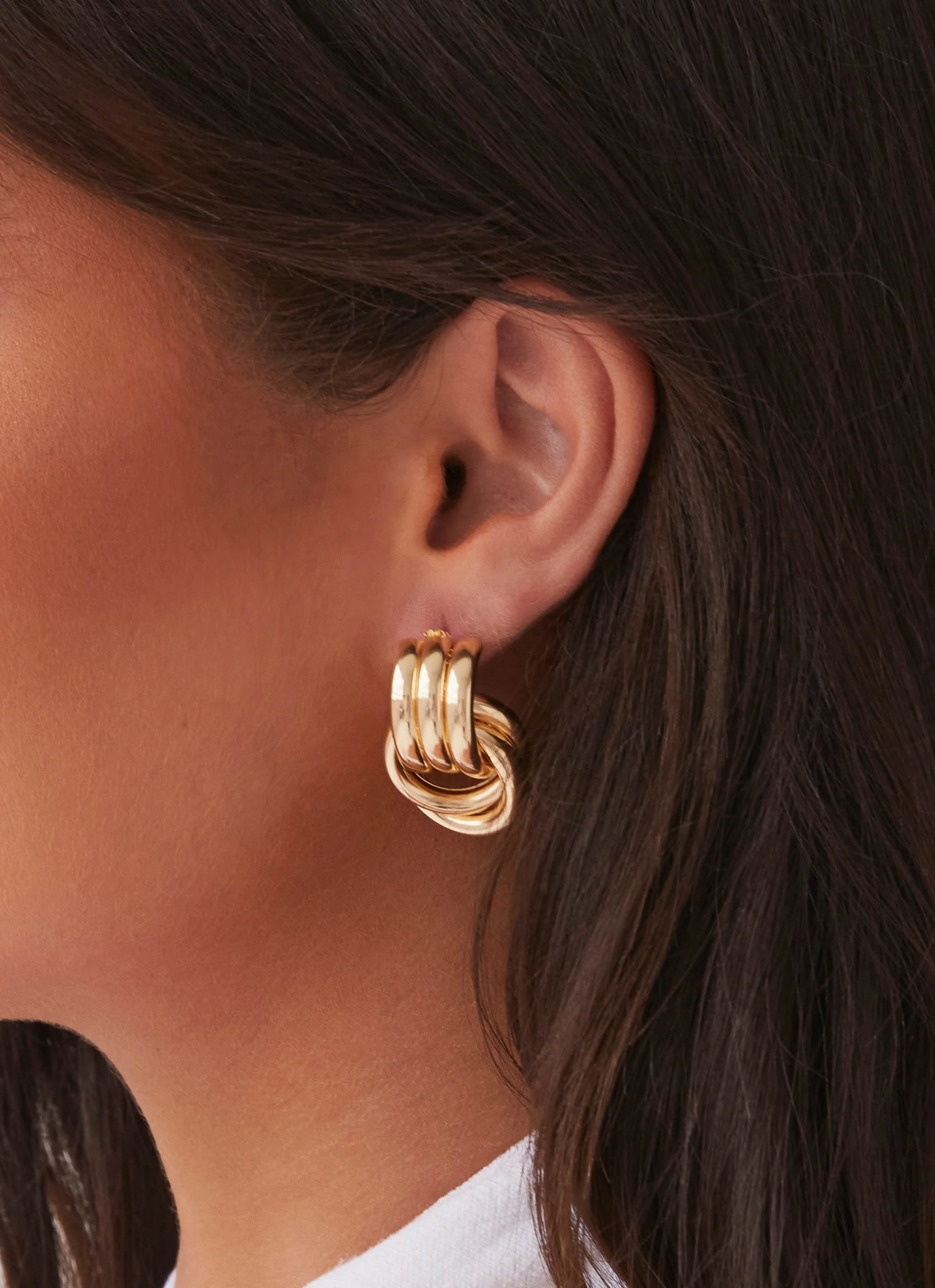Bold Step Cuff Earrings - Gold - Image 3