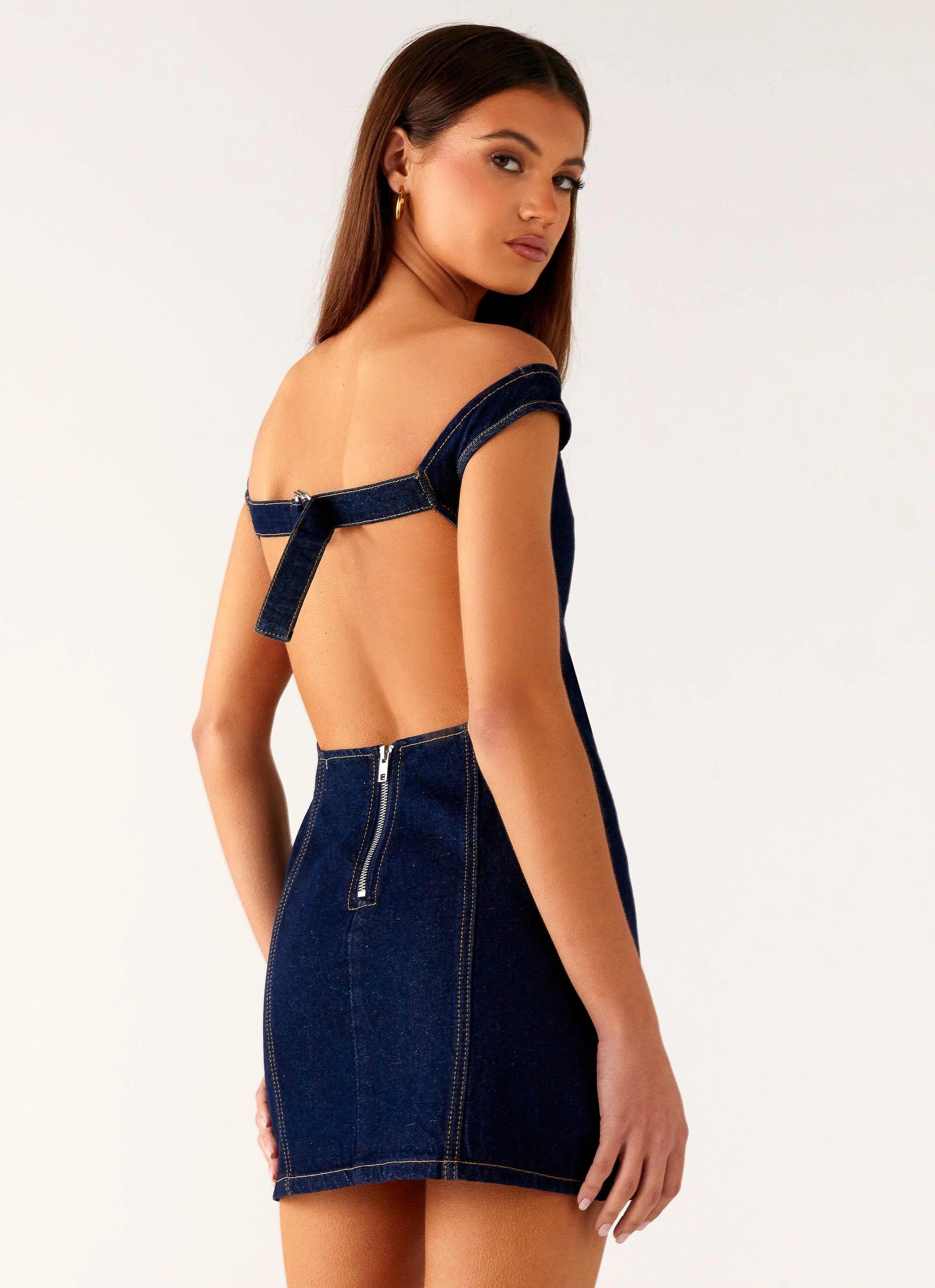 Bonnie Denim Mini Dress - Indigo - Image 3