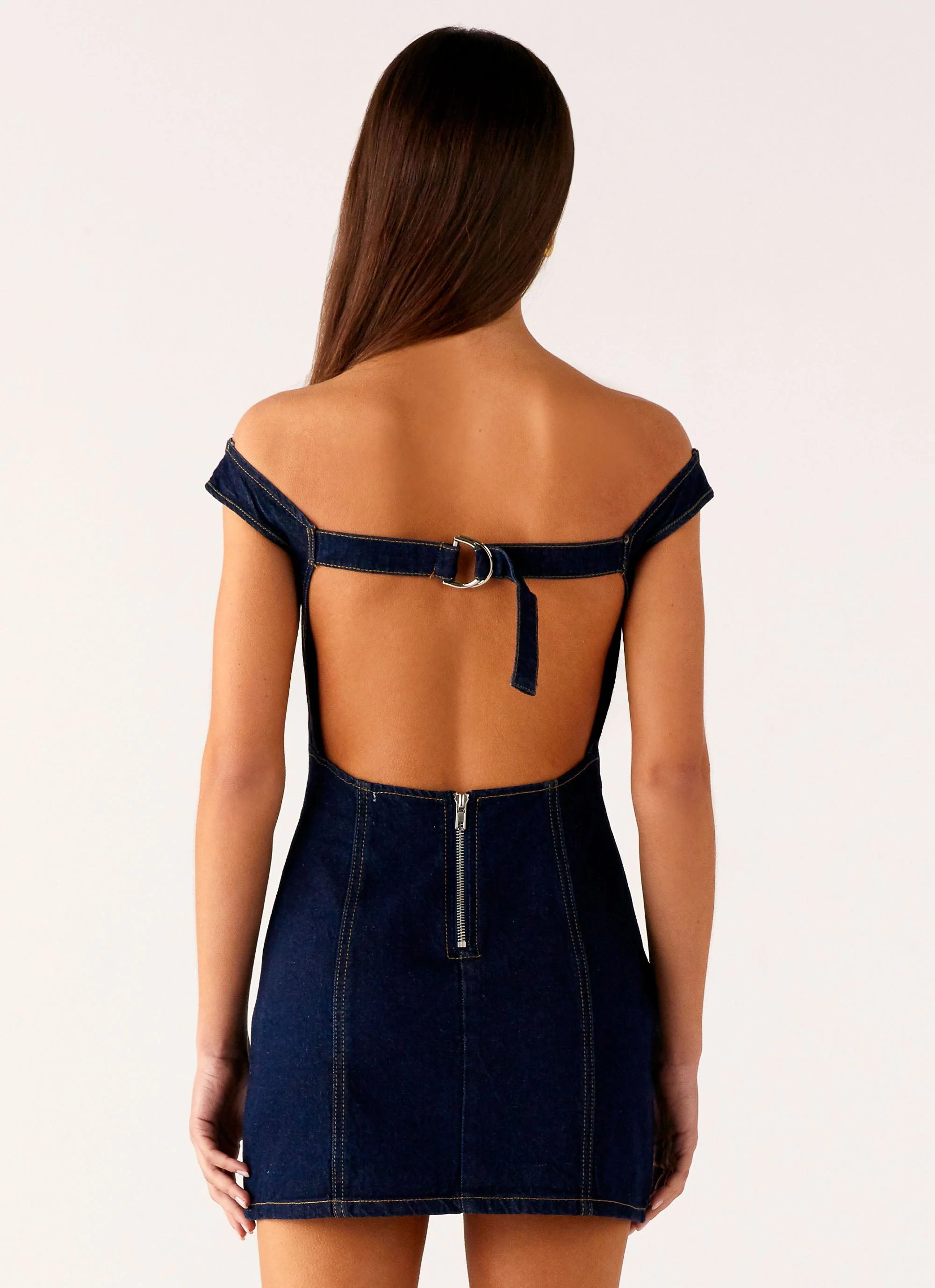 Bonnie Denim Mini Dress - Indigo - Image 4