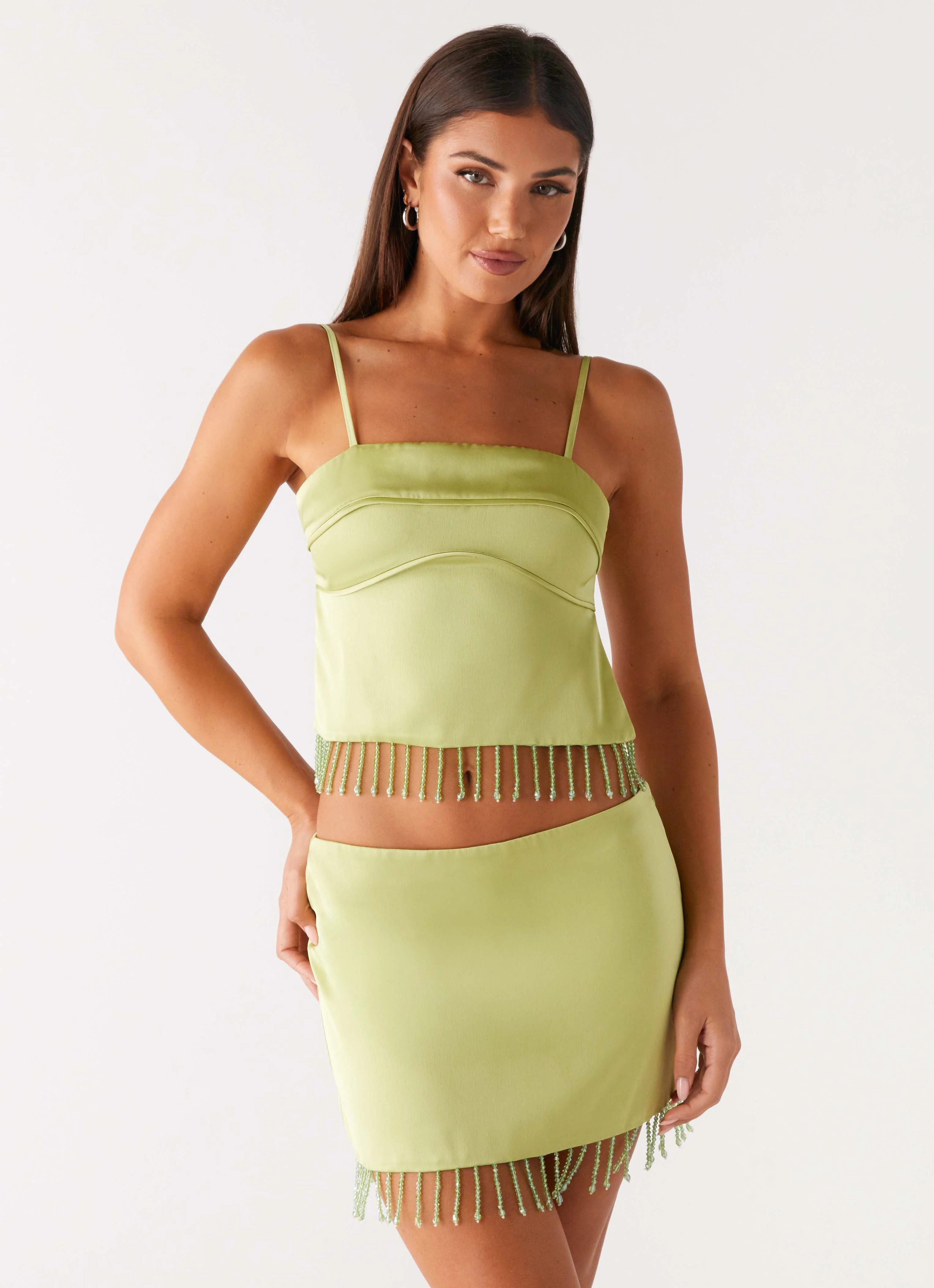 Bora Bora Beaded Mini Skirt - Lime - Image 7