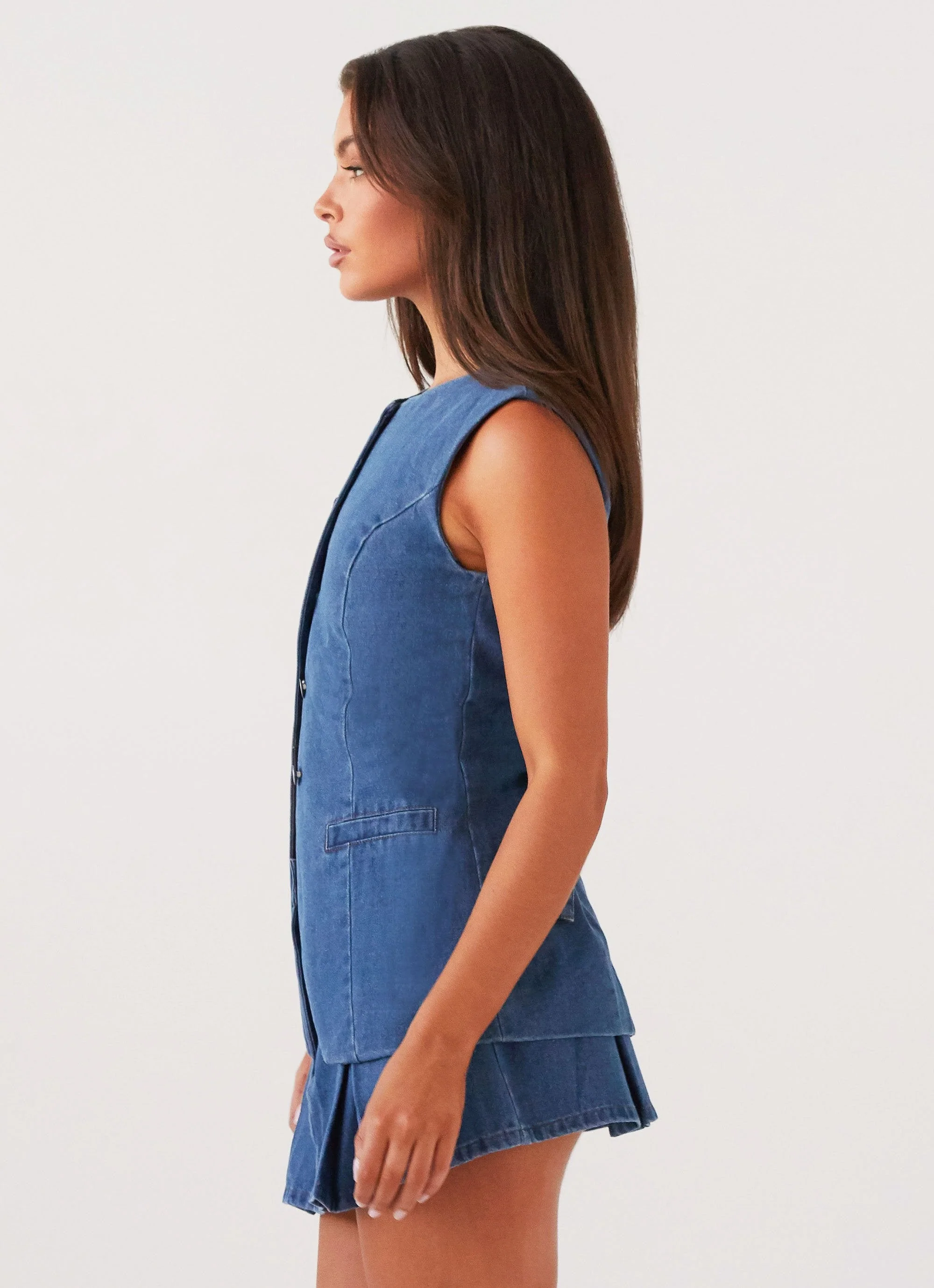 Born For Bordeaux Denim Vest - Indigo - Image 3