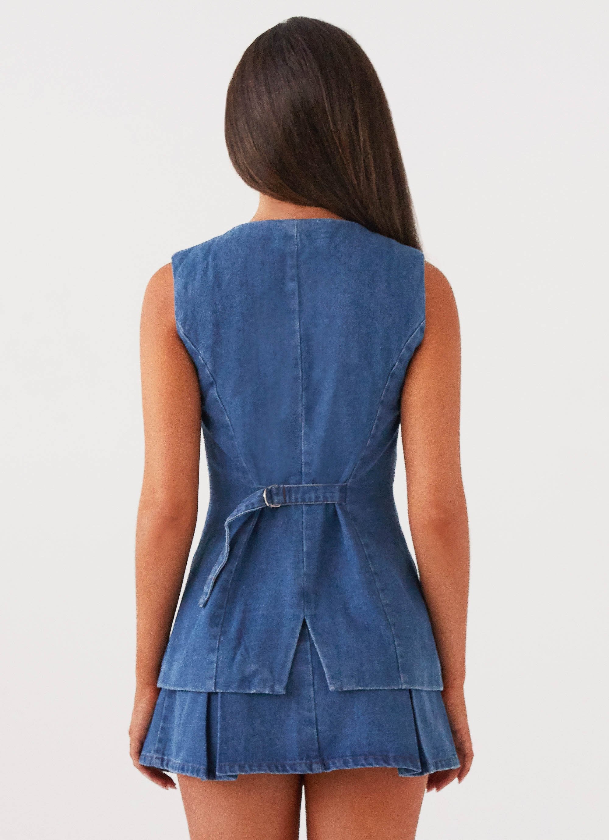 Born For Bordeaux Denim Vest - Indigo - Image 4