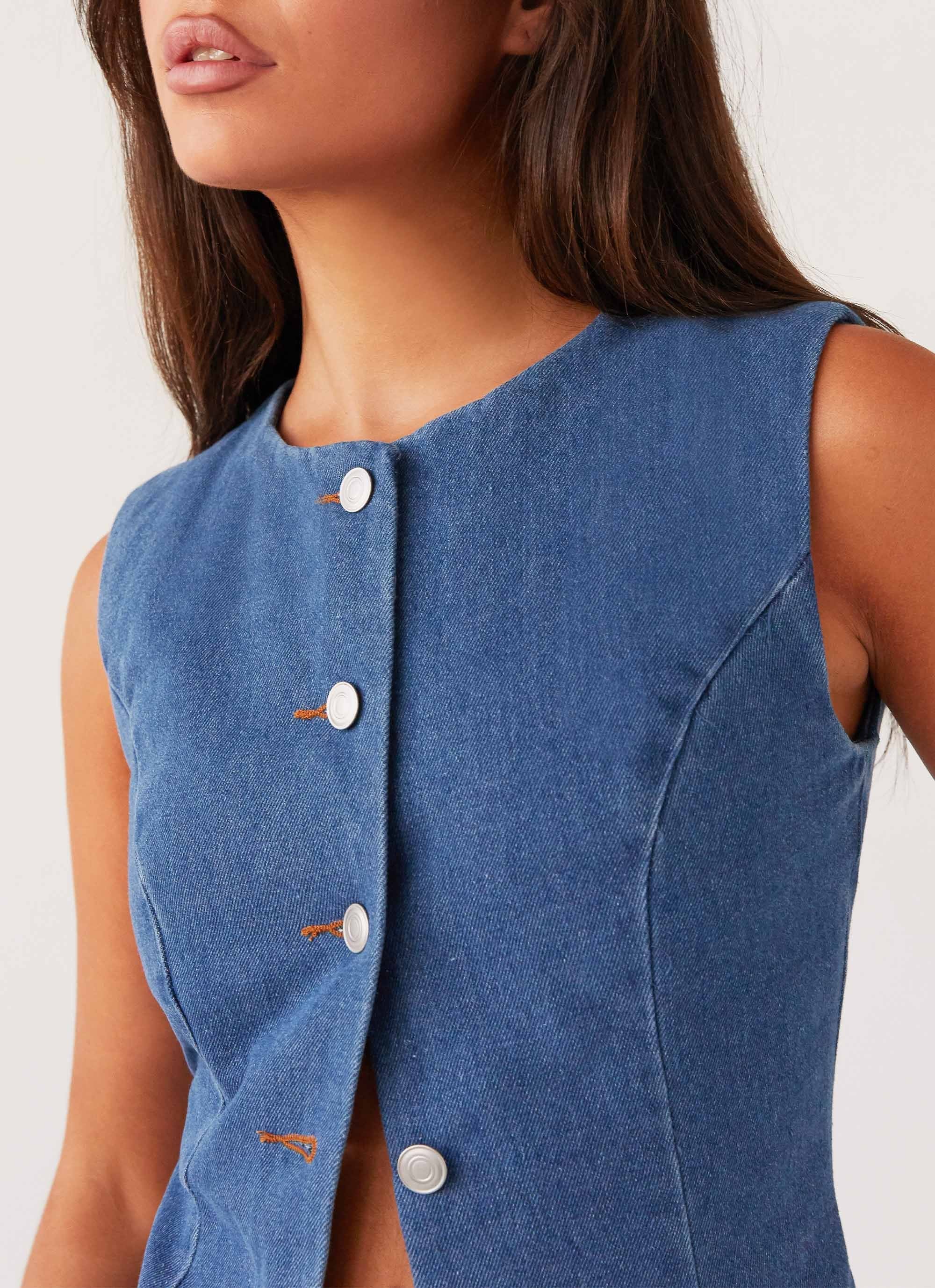 Born For Bordeaux Denim Vest - Indigo - Image 5