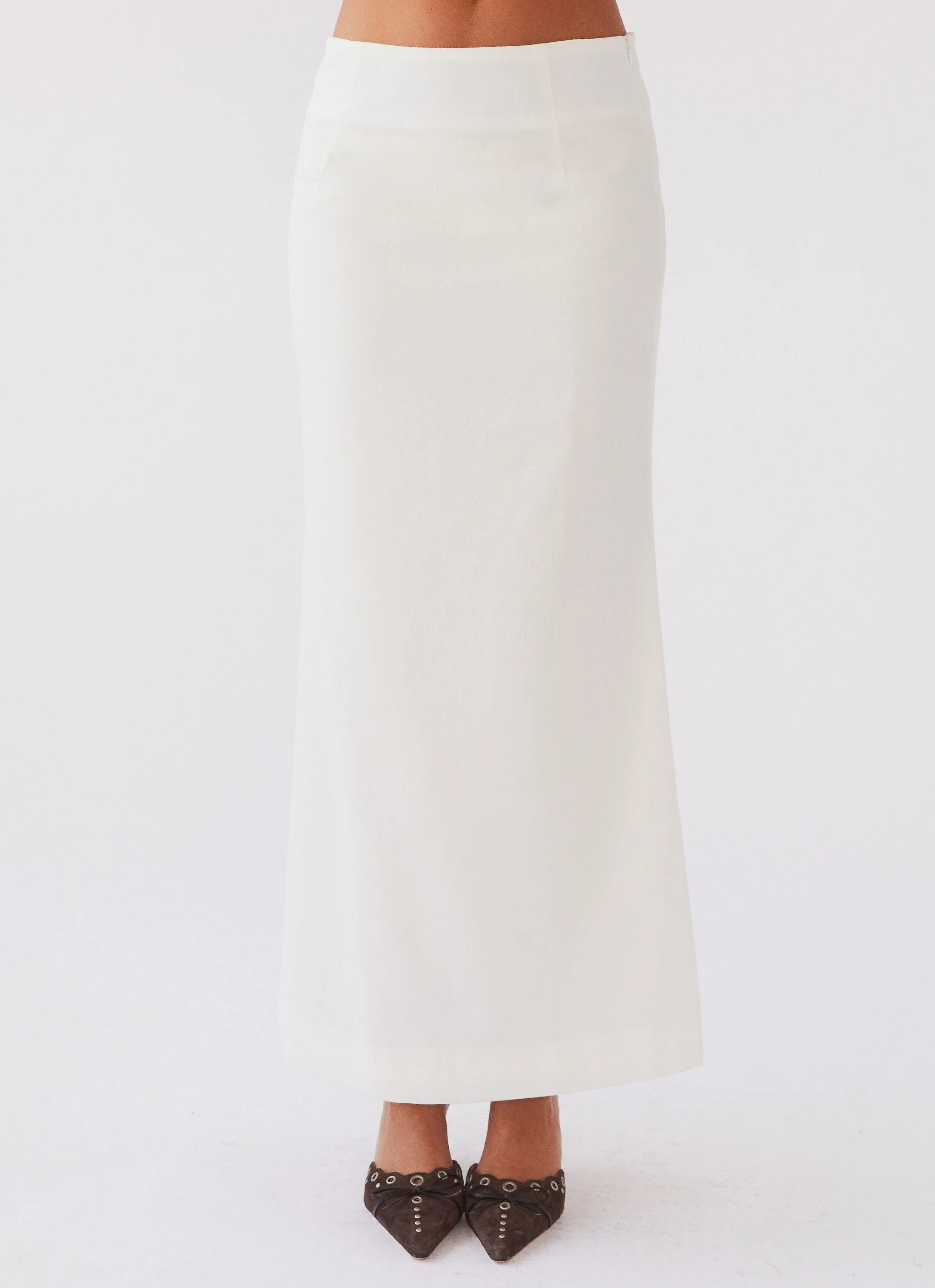 Born For Bordeaux Linen Midi Skirt - White - Image 2