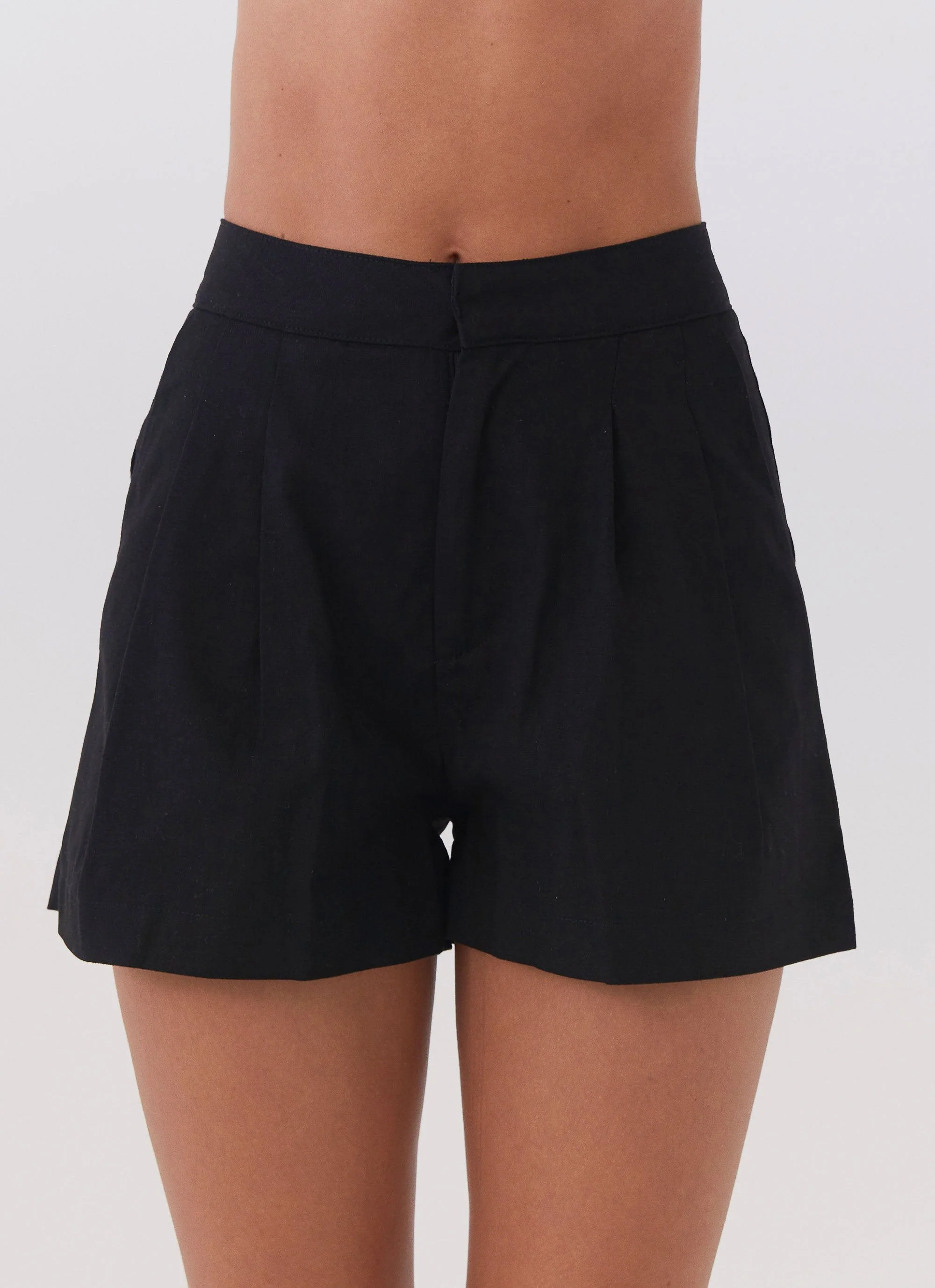 Born For Bordeaux Linen Shorts - Black - Image 5