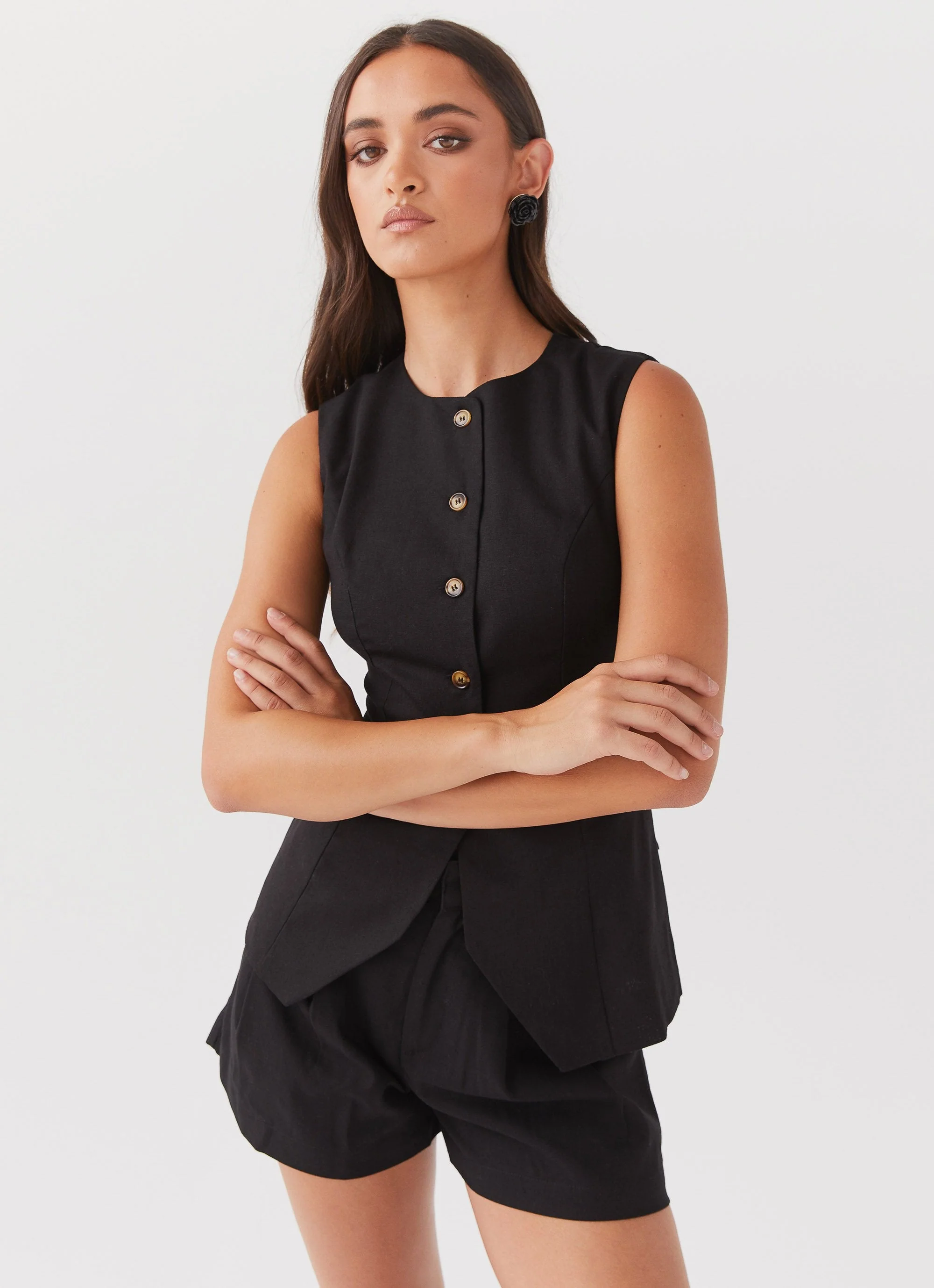 Born For Bordeaux Linen Vest - Black - Image 5