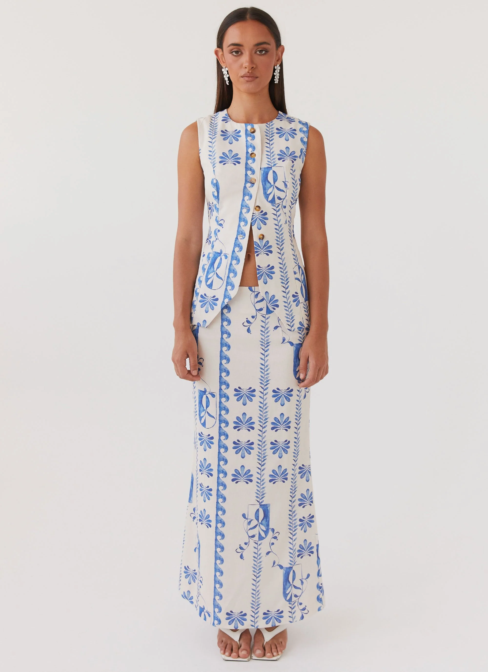 Born For Bordeaux Linen Vest - Floral Wave - Image 2