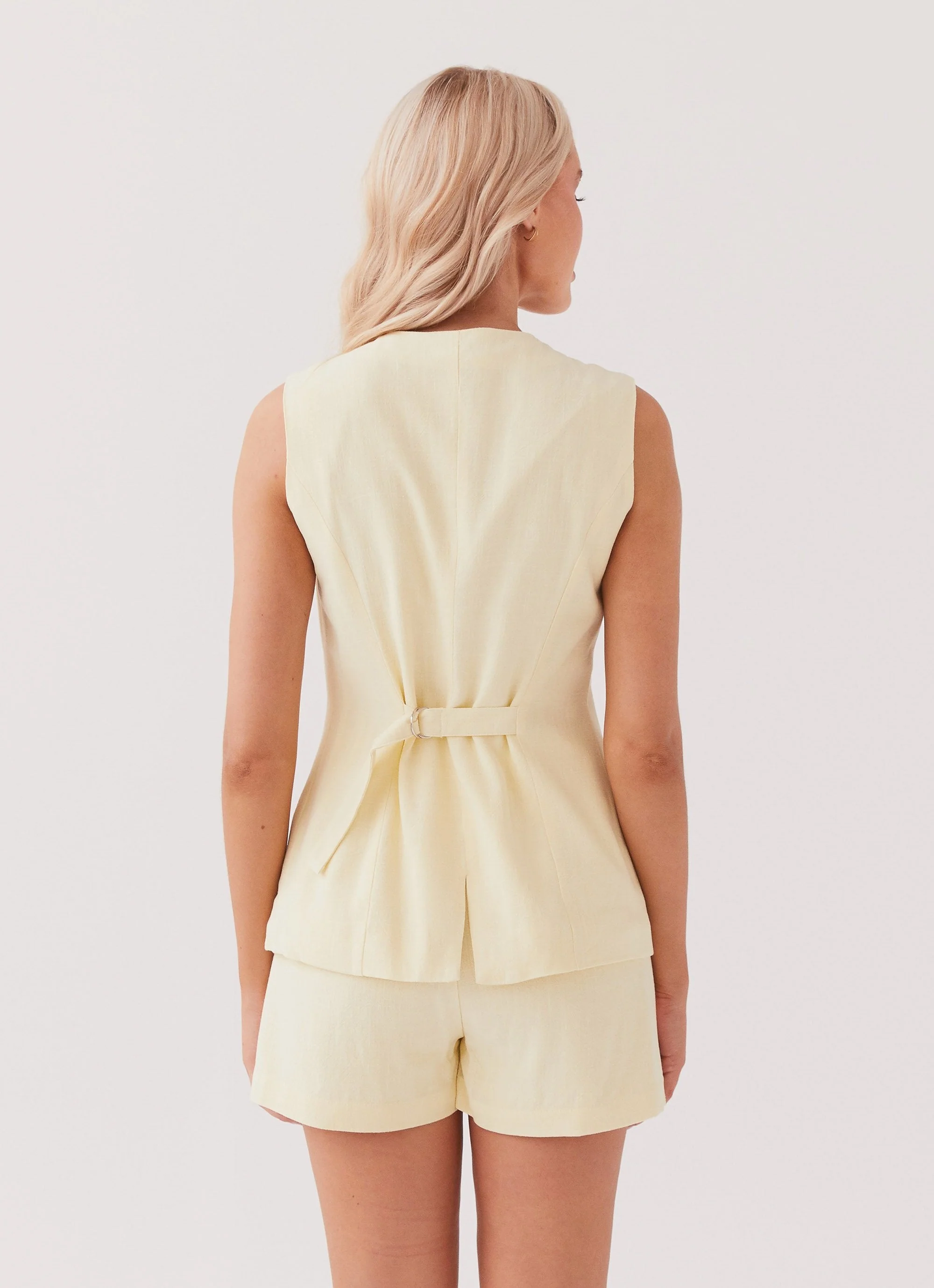 Born For Bordeaux Linen Vest - Lemon - Image 5