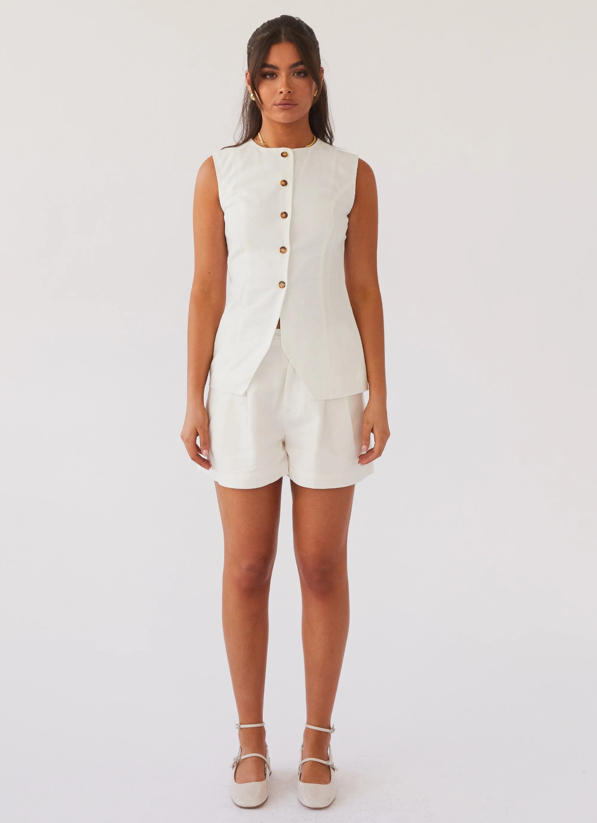 Born For Bordeaux Linen Vest - White - Image 2
