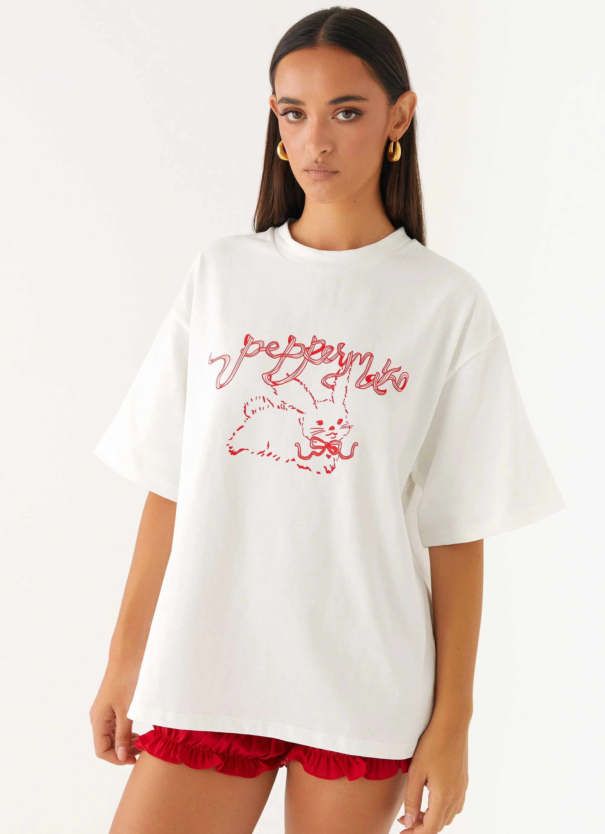 Born To Have Fun Oversized Graphic Tee - Pink Bunny - Image 5