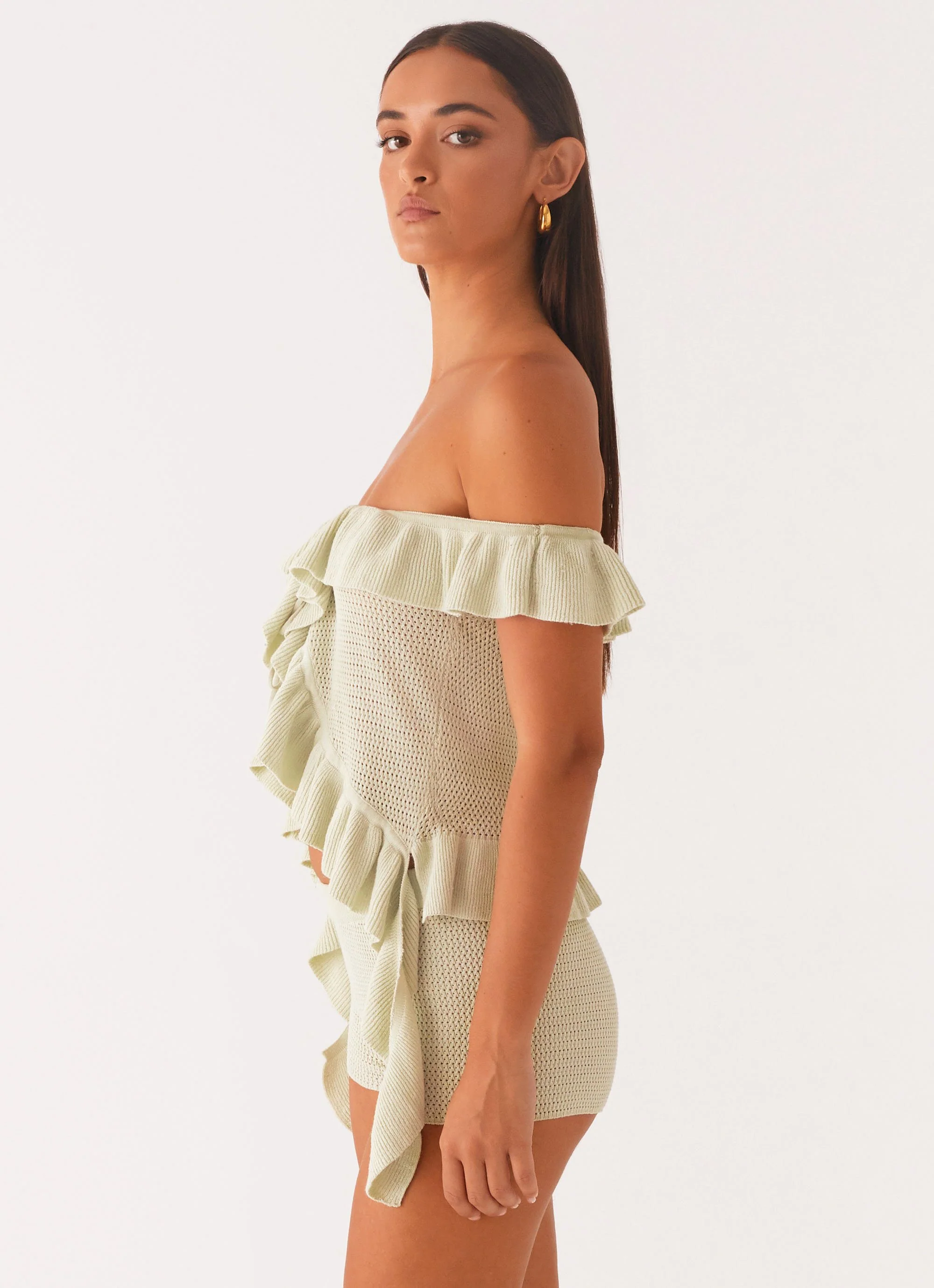 Bowen Off Shoulder Knit Top - Mint - Image 4