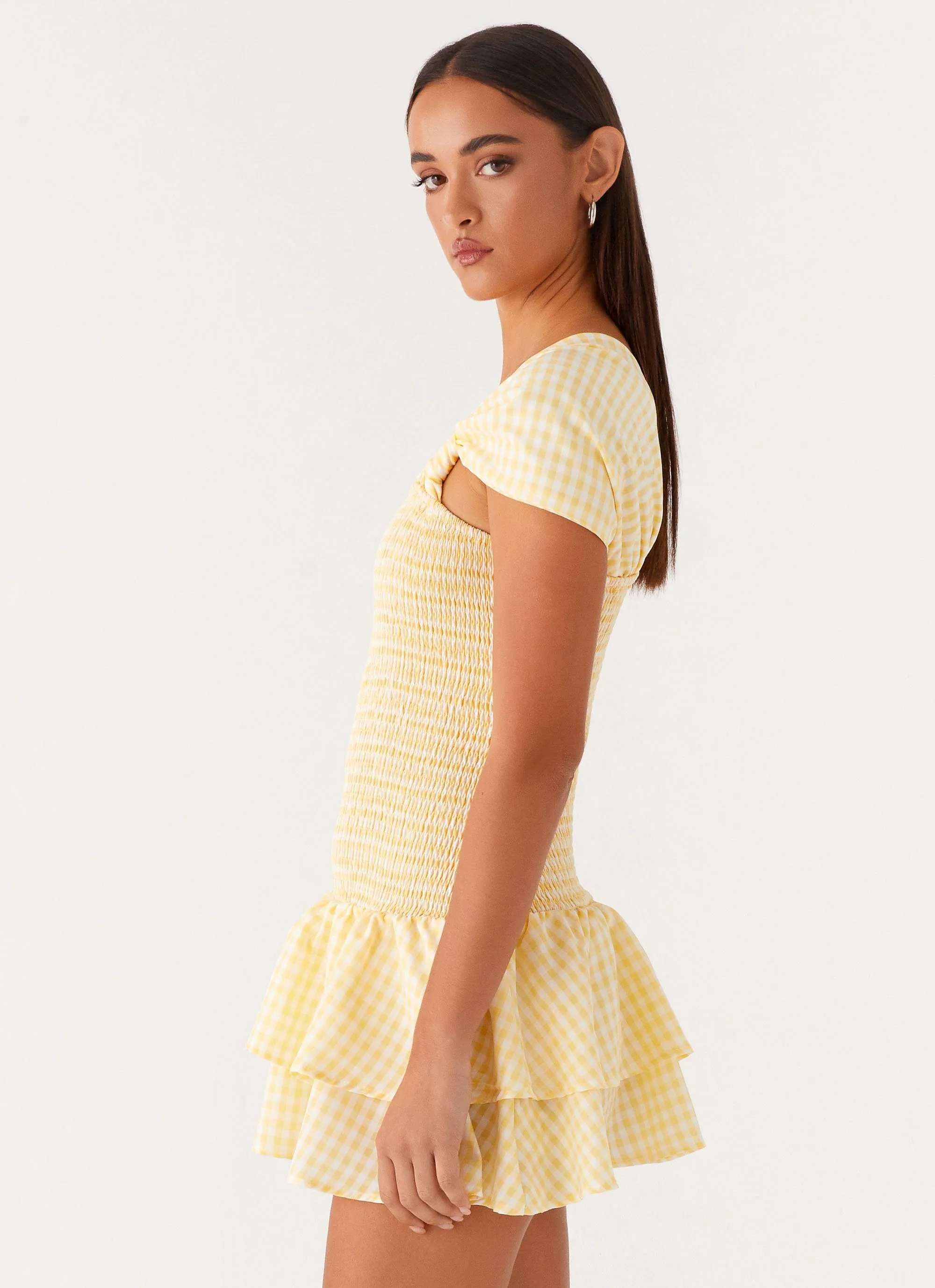 Brandy Mini Dress - Yellow Gingham - Image 3