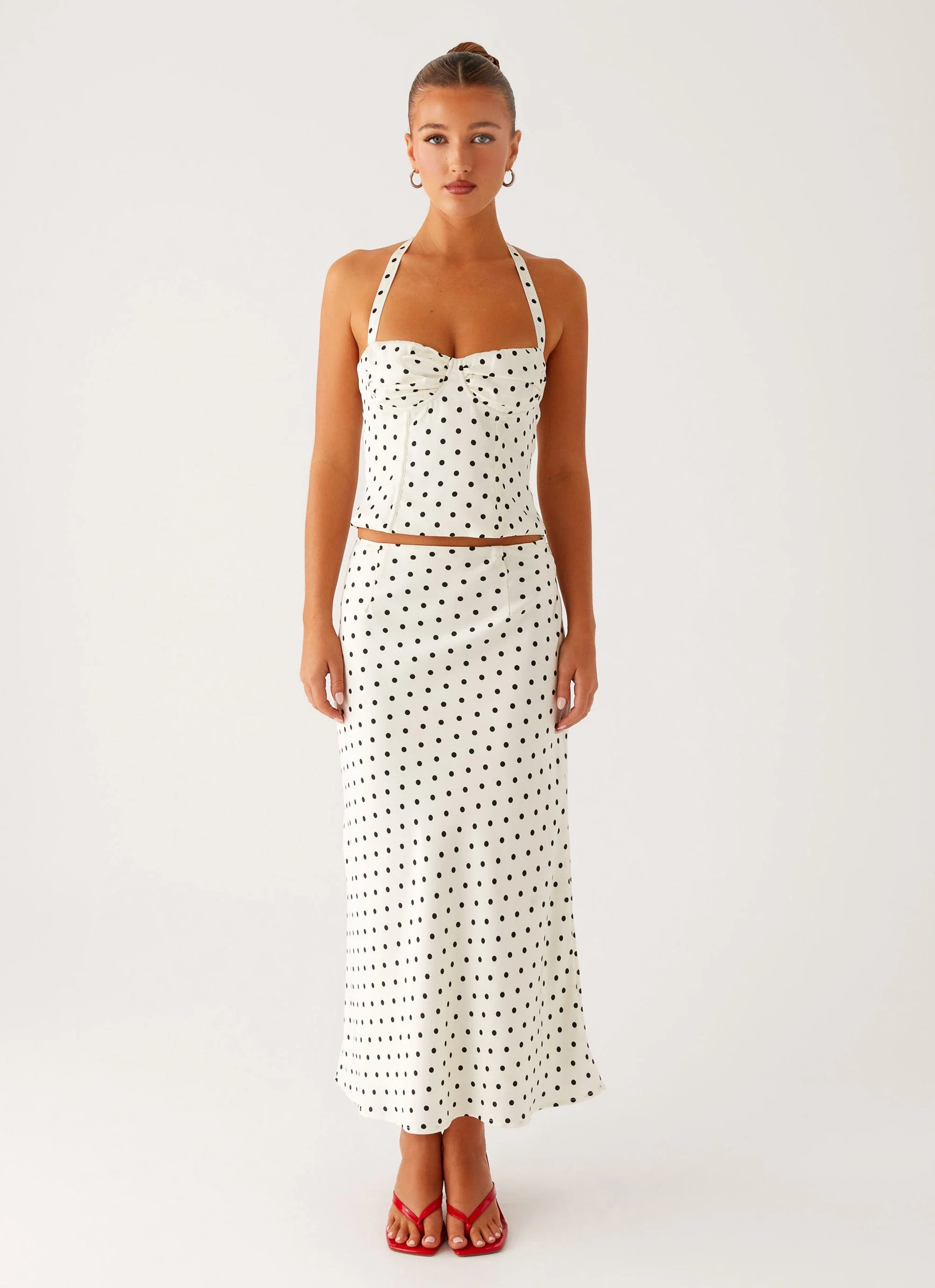 Breanne Midi Skirt - White Polka Dot - Image 3