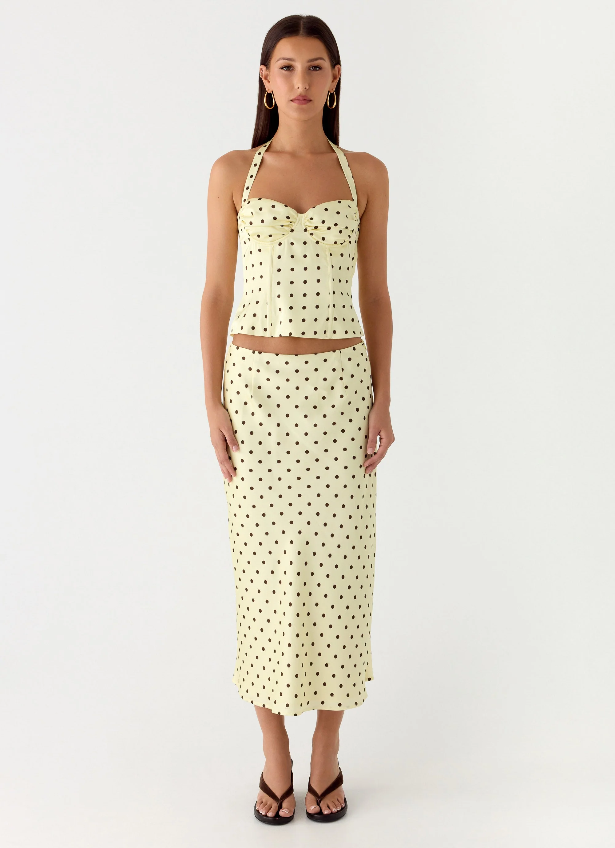 Breanne Midi Skirt - Yellow Polka Dot - Image 5