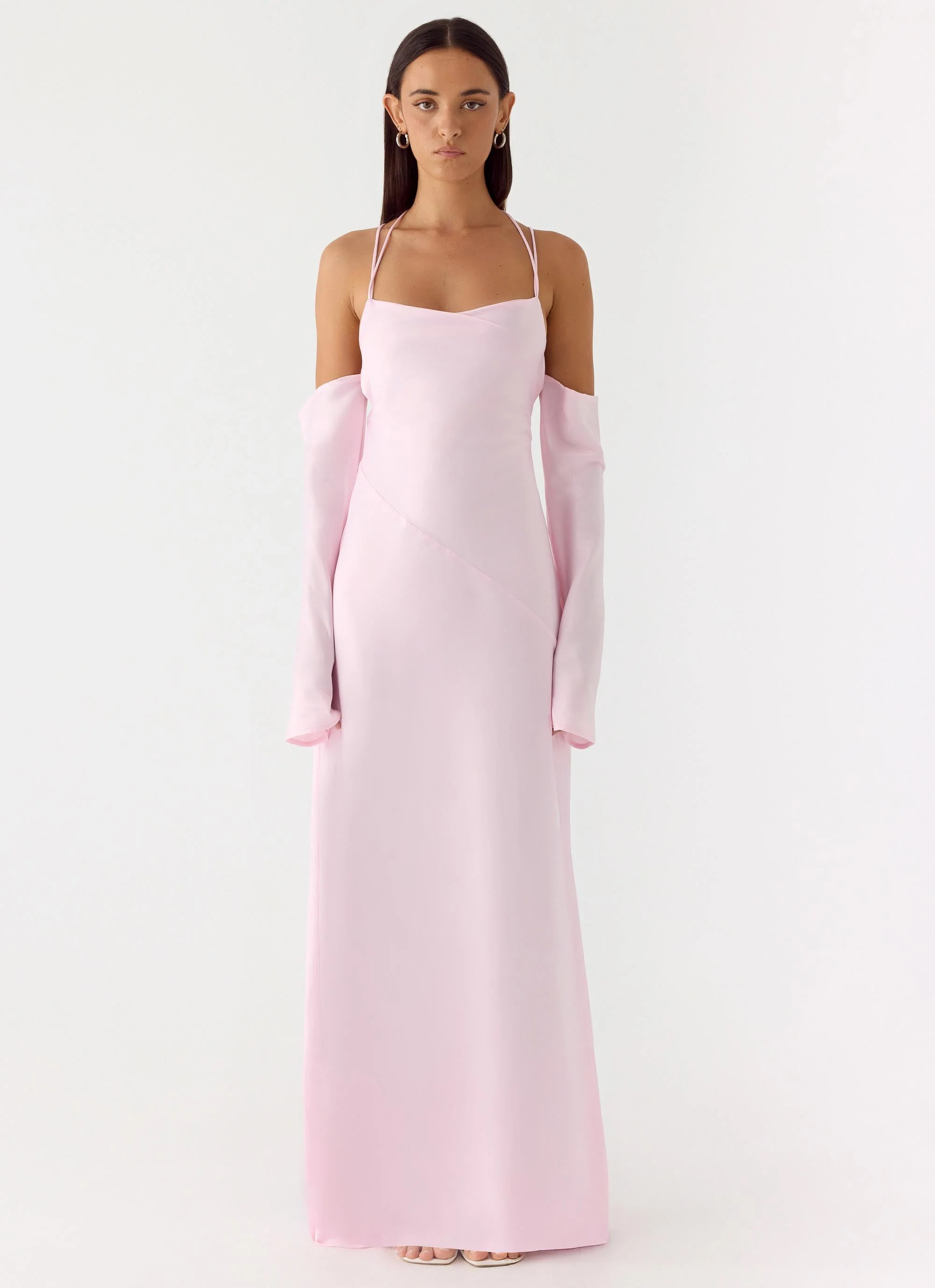 Breathe Me Long Sleeve Maxi Dress - Baby Pink - Image 4