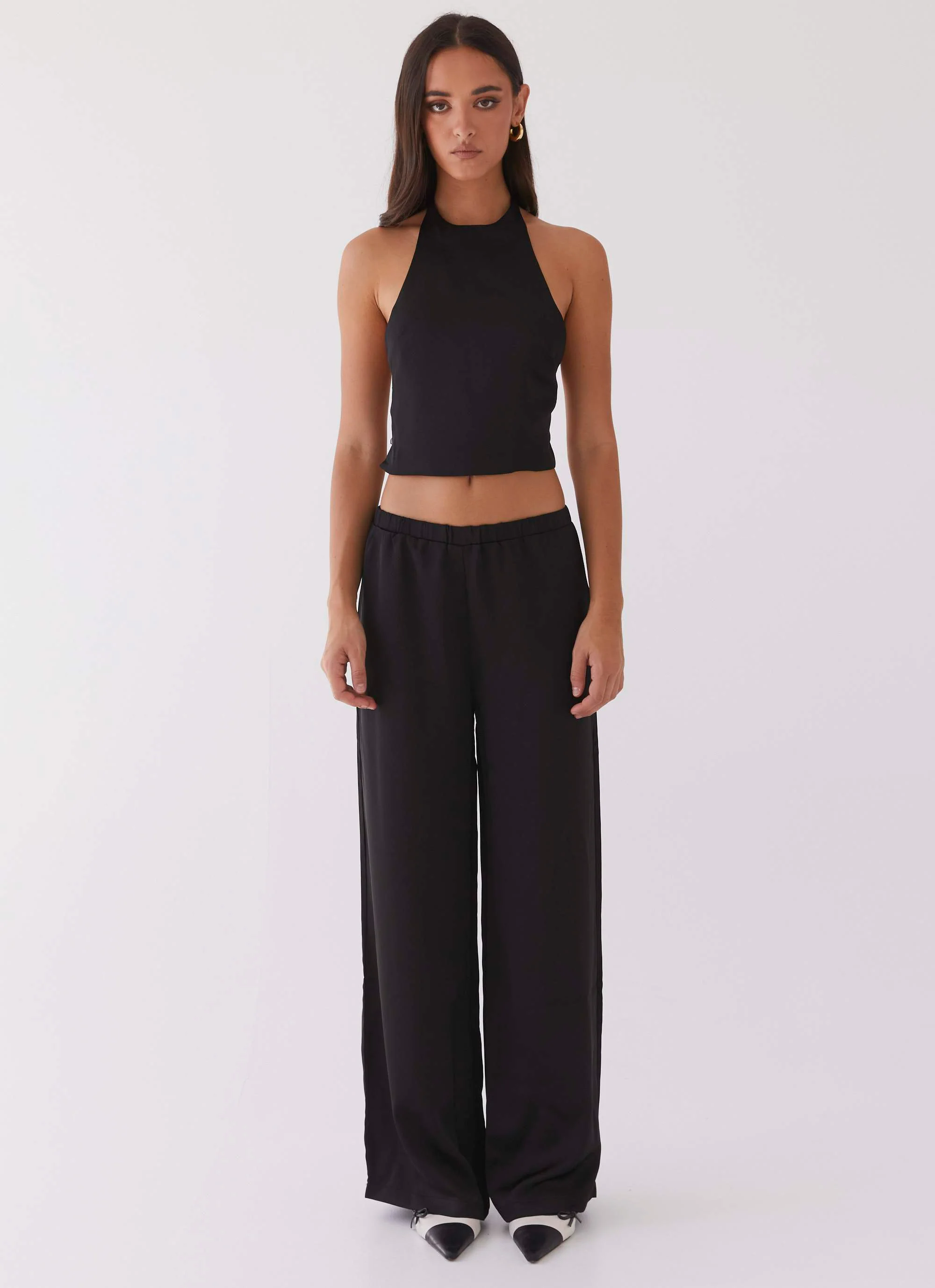 Bree Satin Halterneck Top - Black - Image 2