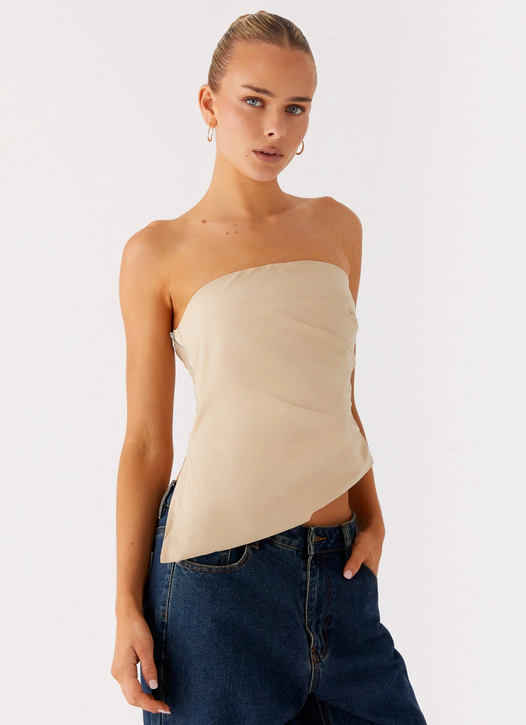 Briana Strapless Top - Tan - Image 5