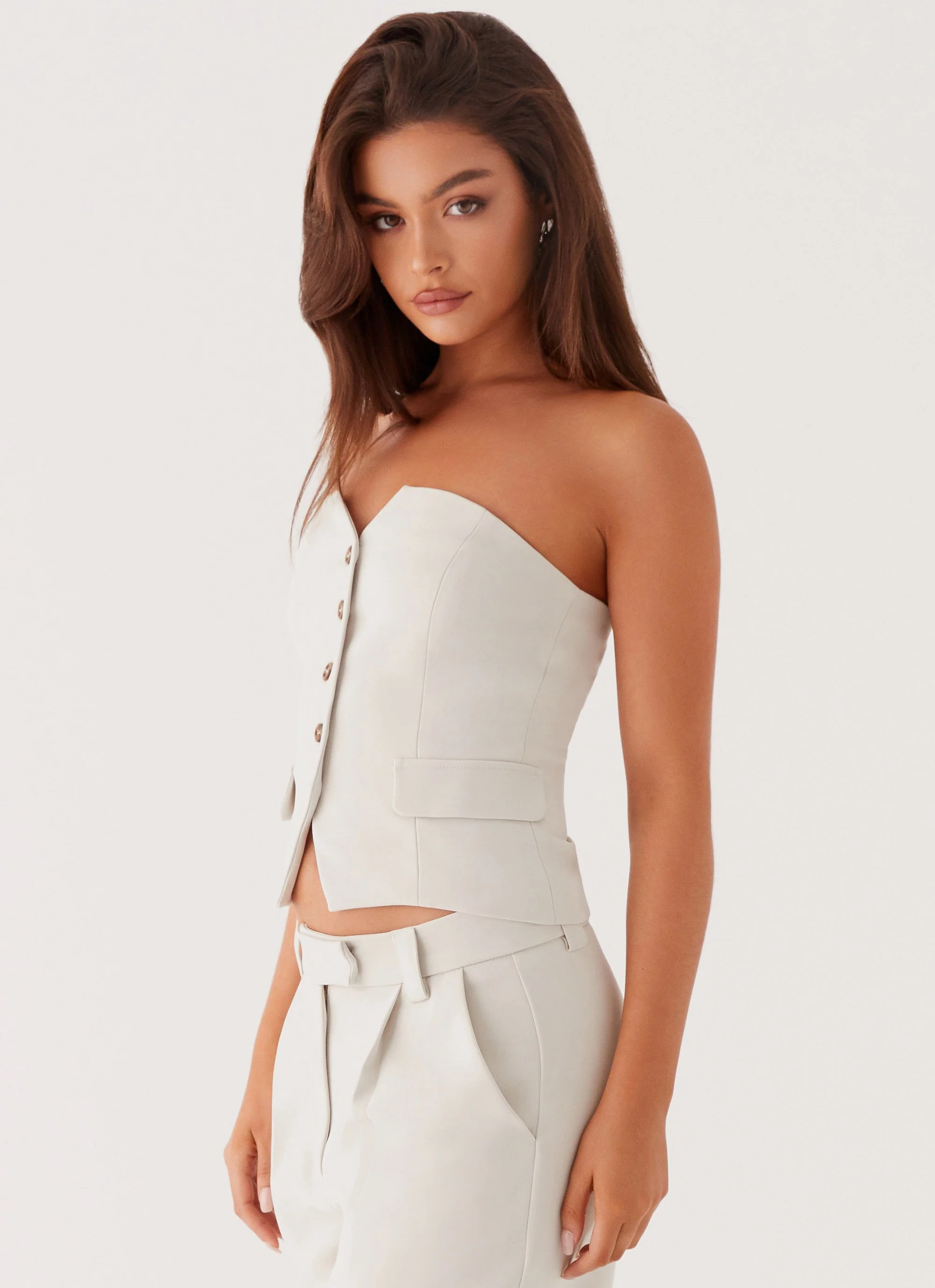 Brianna Strapless Top - Pebble - Image 6