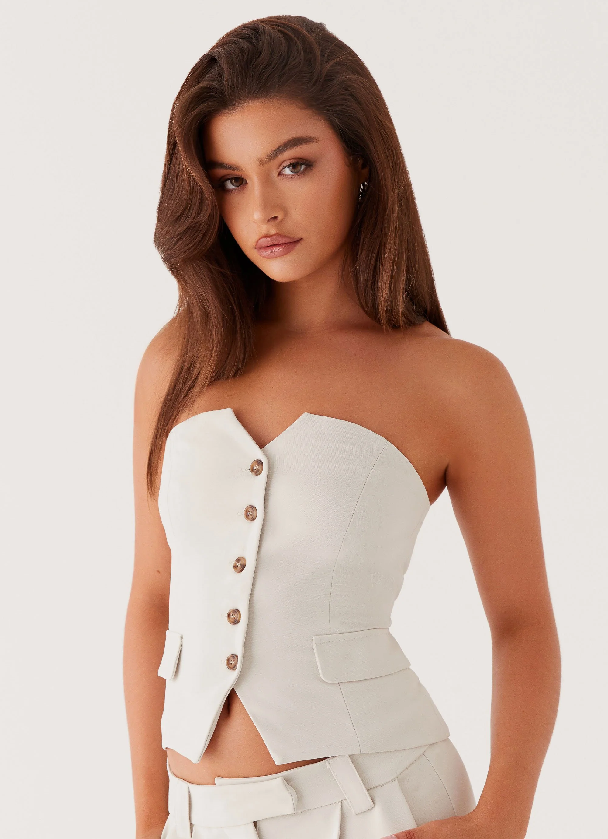 Brianna Strapless Top - Pebble - Image 8
