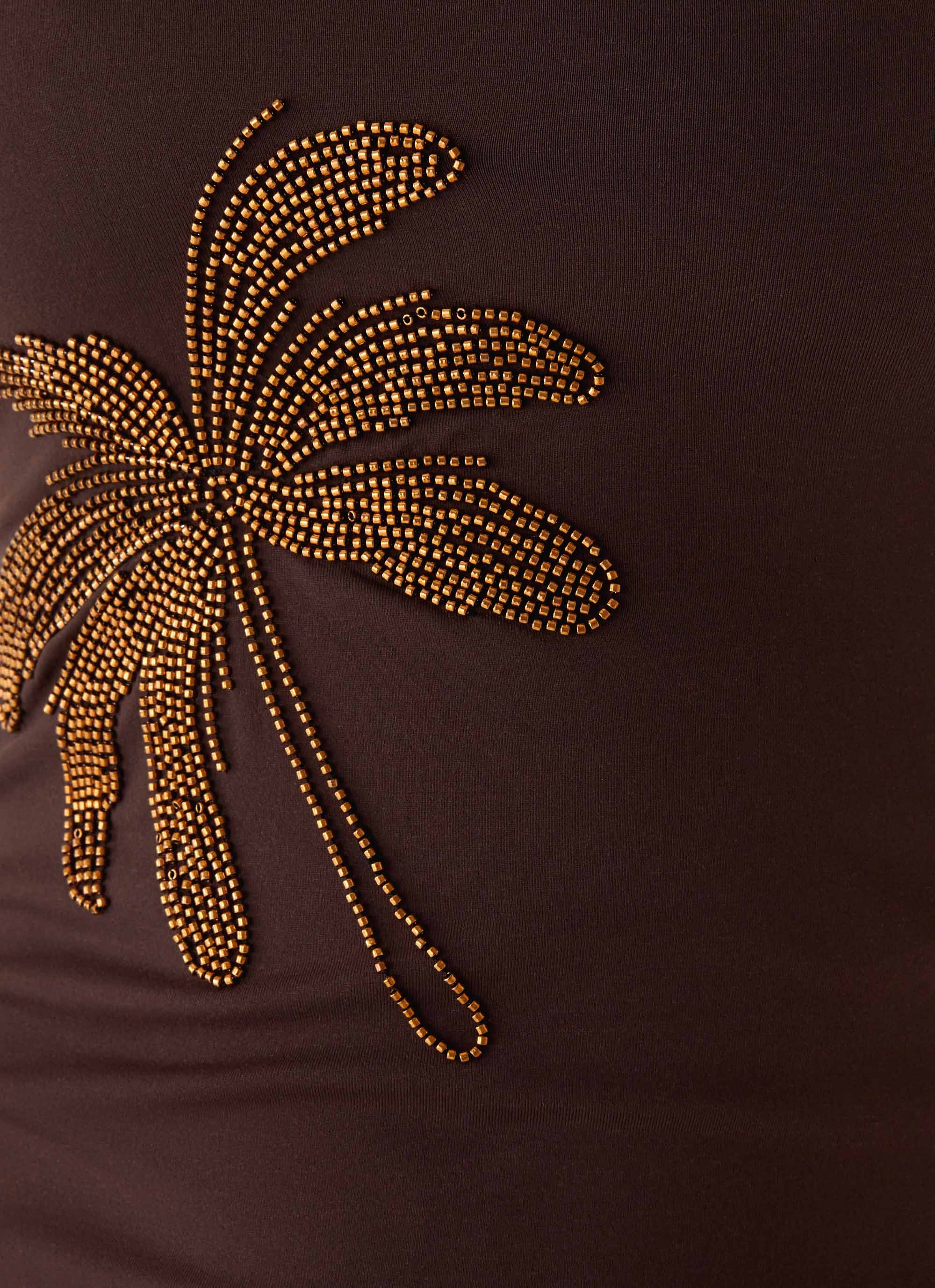 Brienne Beaded Halter Top - Chocolate - Image 5