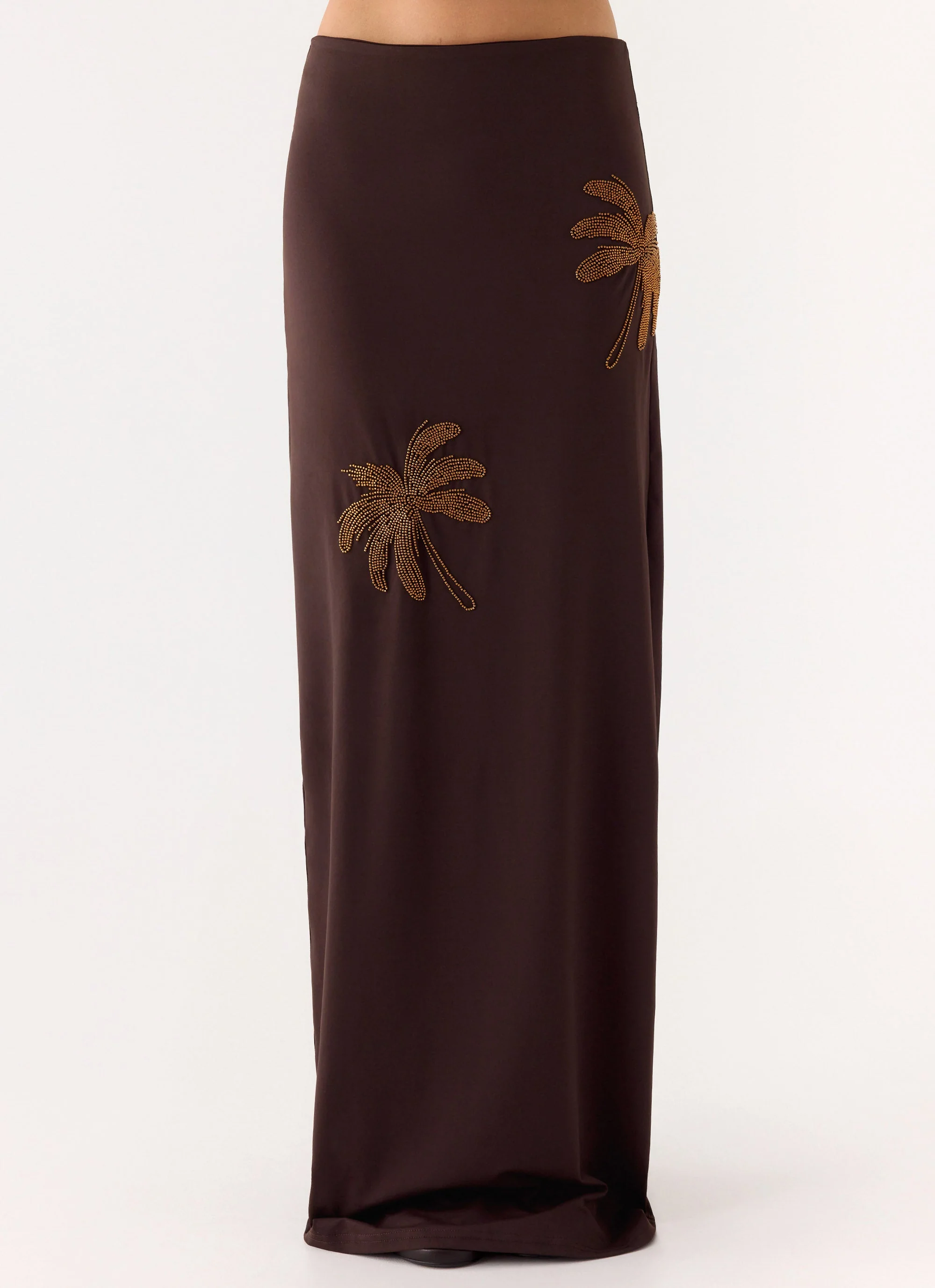 Brienne Beaded Maxi Skirt - Chocolate - Image 4