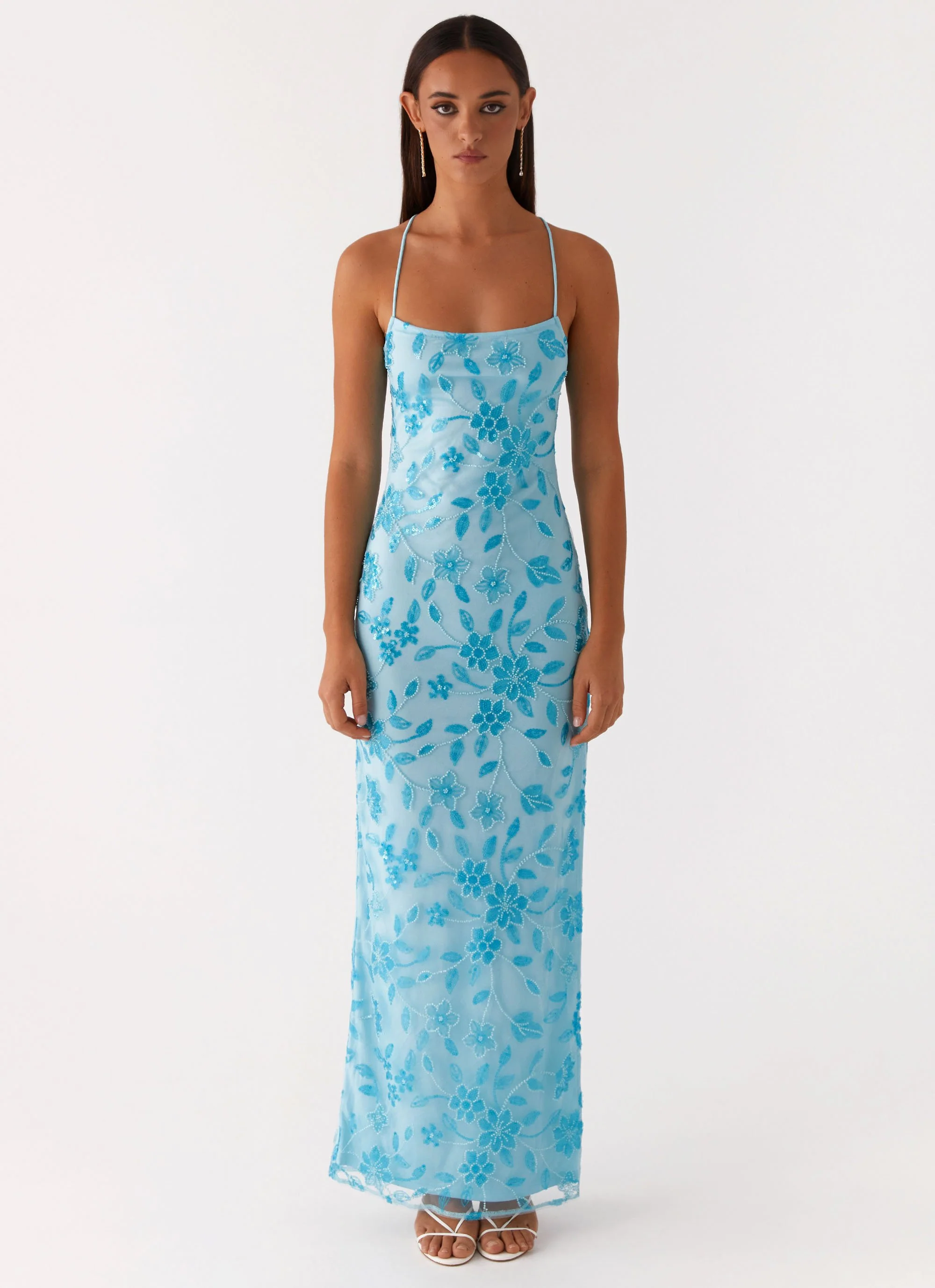 Bright Lights Beaded Maxi Dress - Blue - Image 4