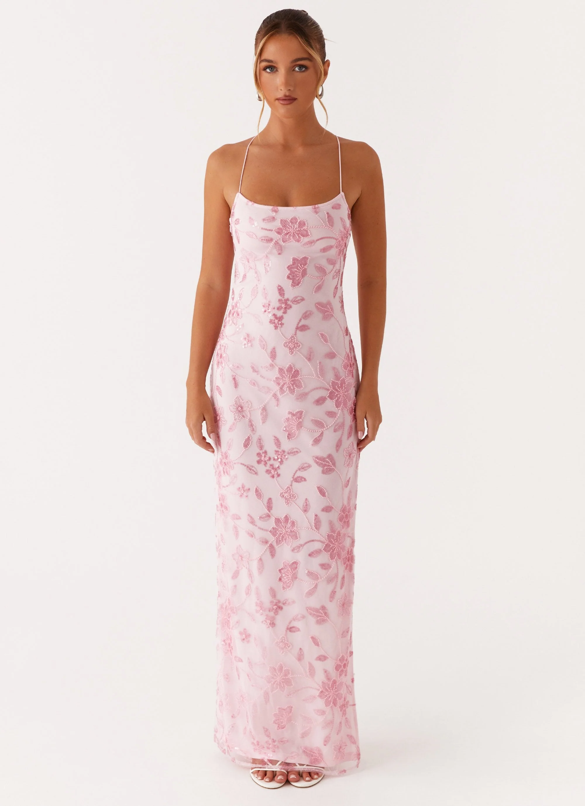 Bright Lights Beaded Maxi Dress - Pink - Image 3