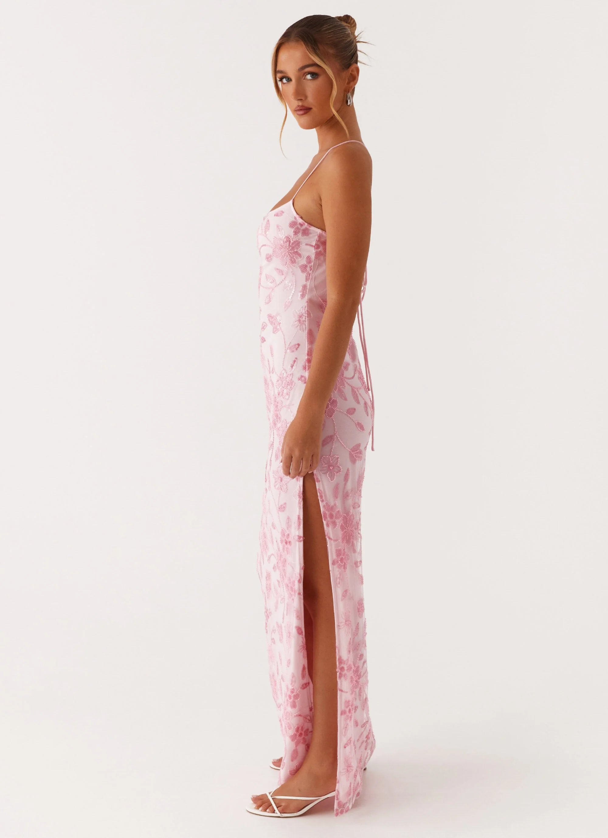 Bright Lights Beaded Maxi Dress - Pink - Image 4