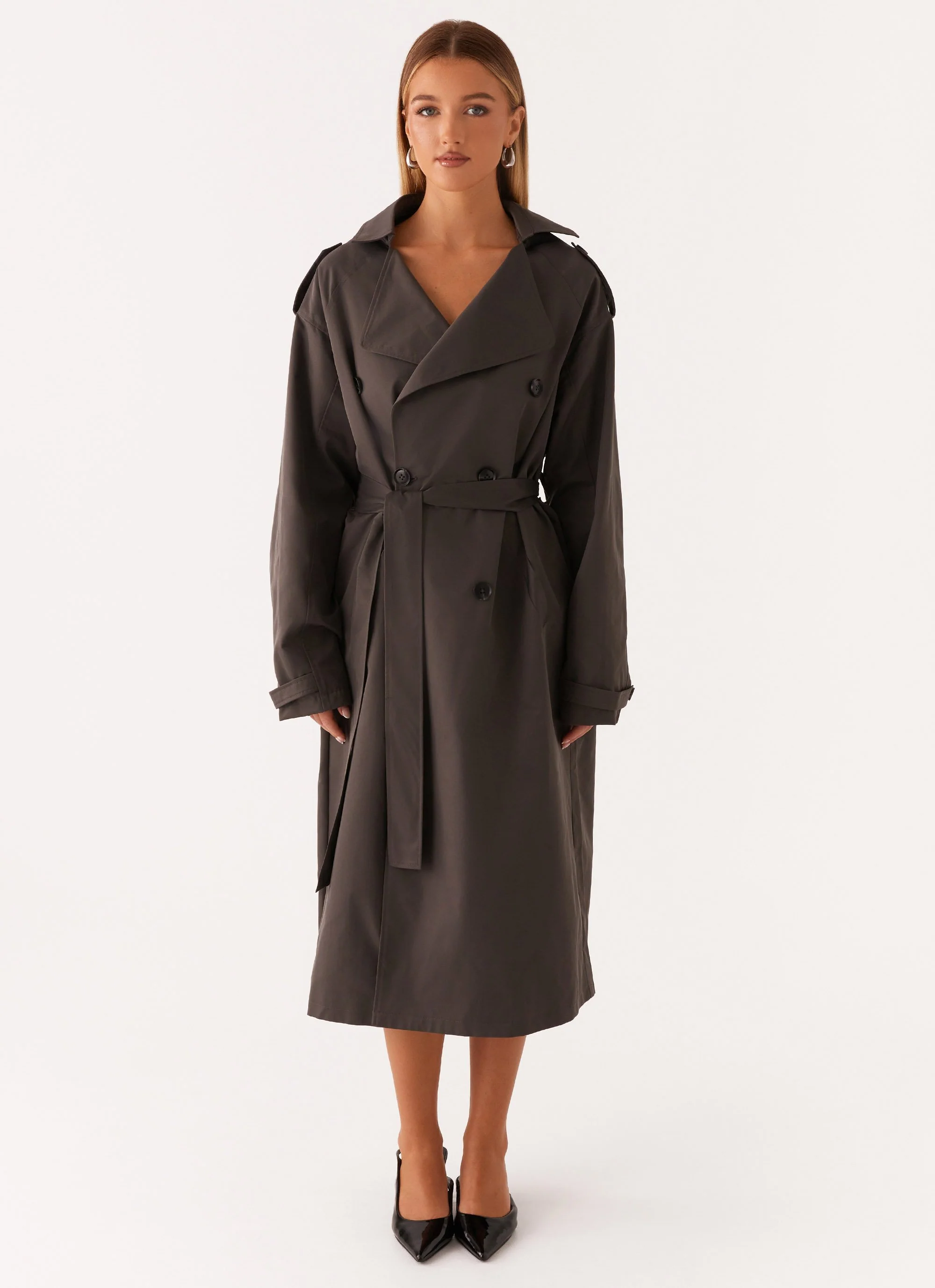 Brighton Oversized Trench Coat - Grey - Image 2