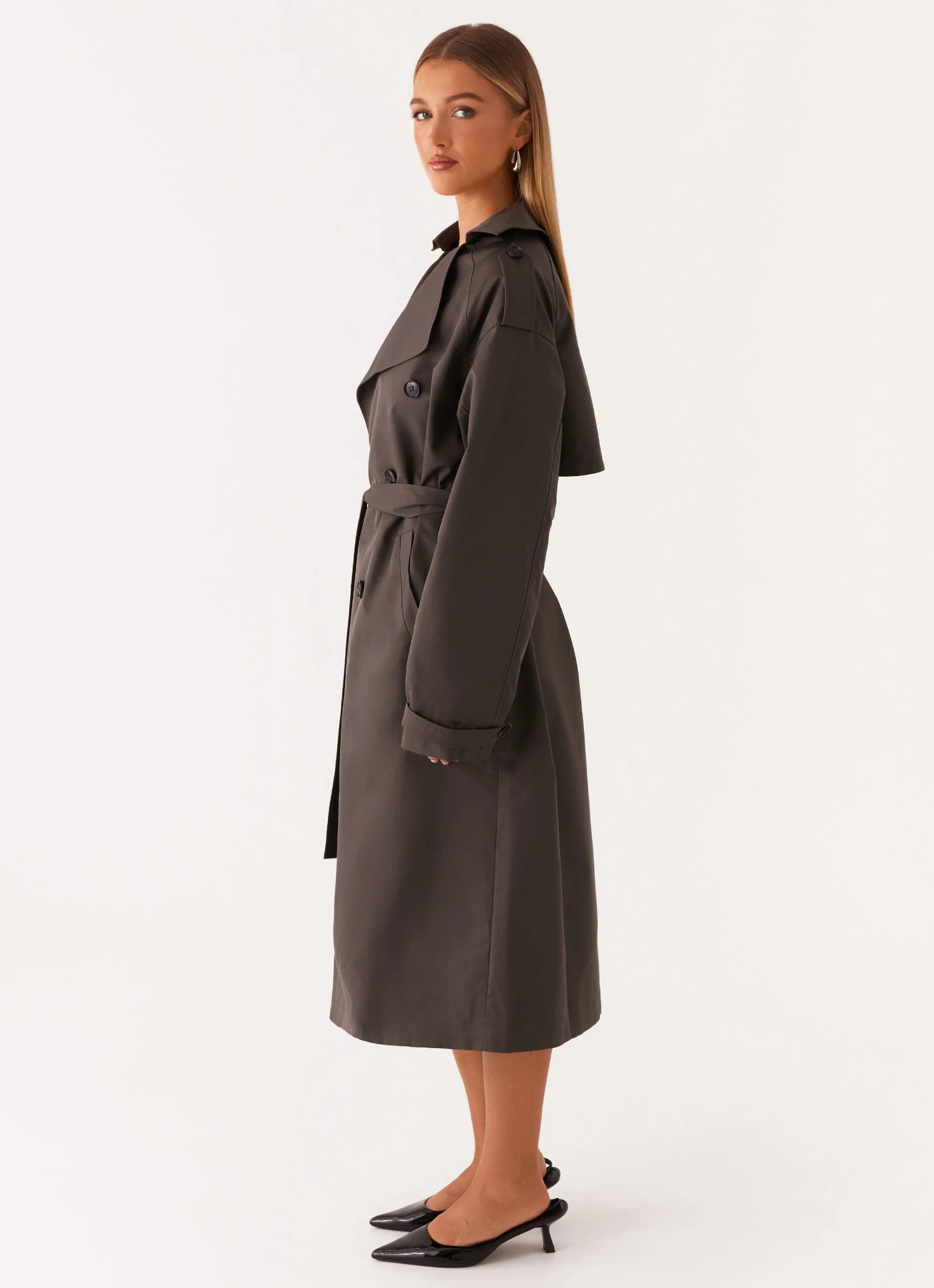 Brighton Oversized Trench Coat - Grey - Image 3
