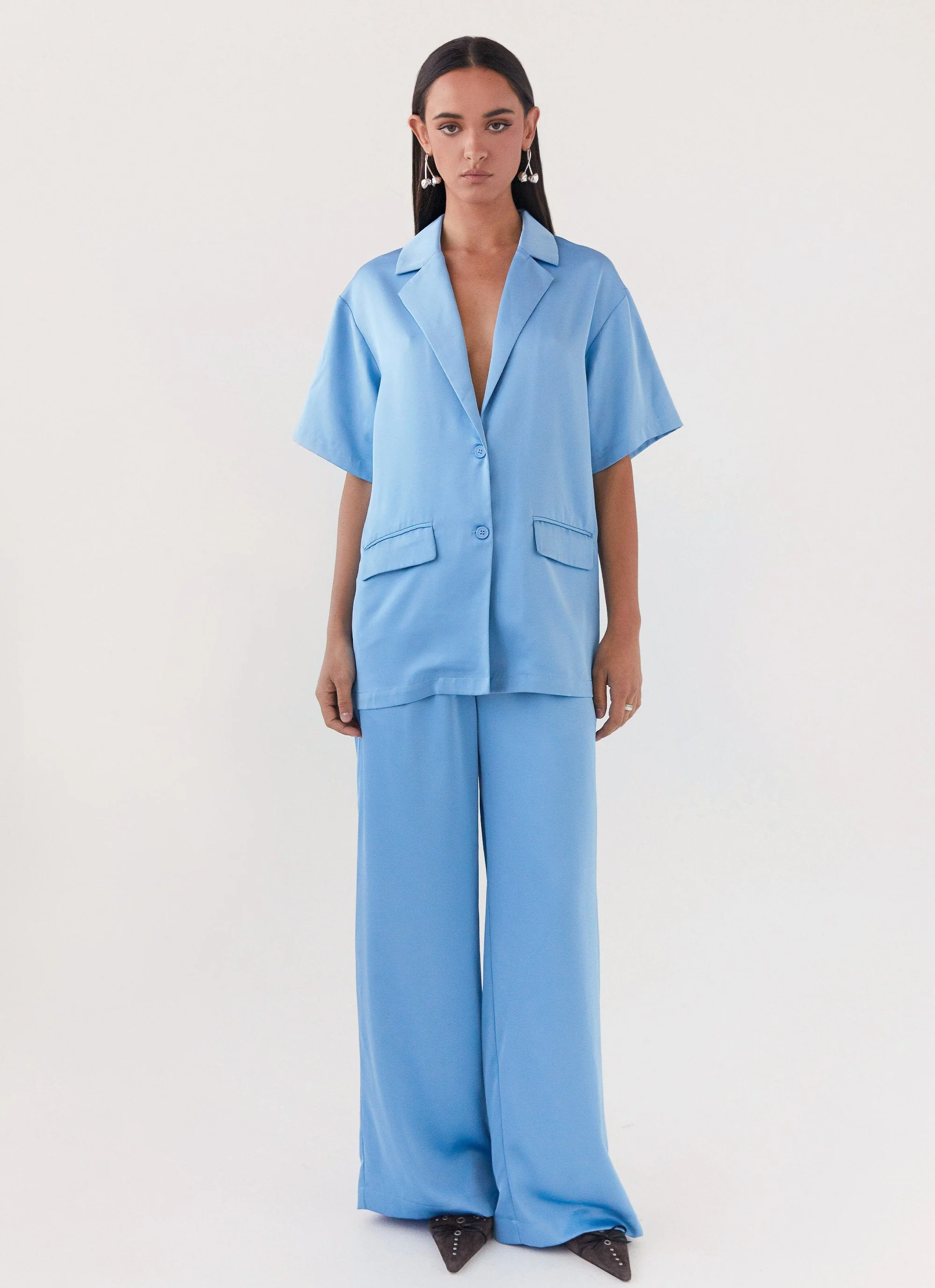 Brinkley Satin Pants - Blue - Image 2