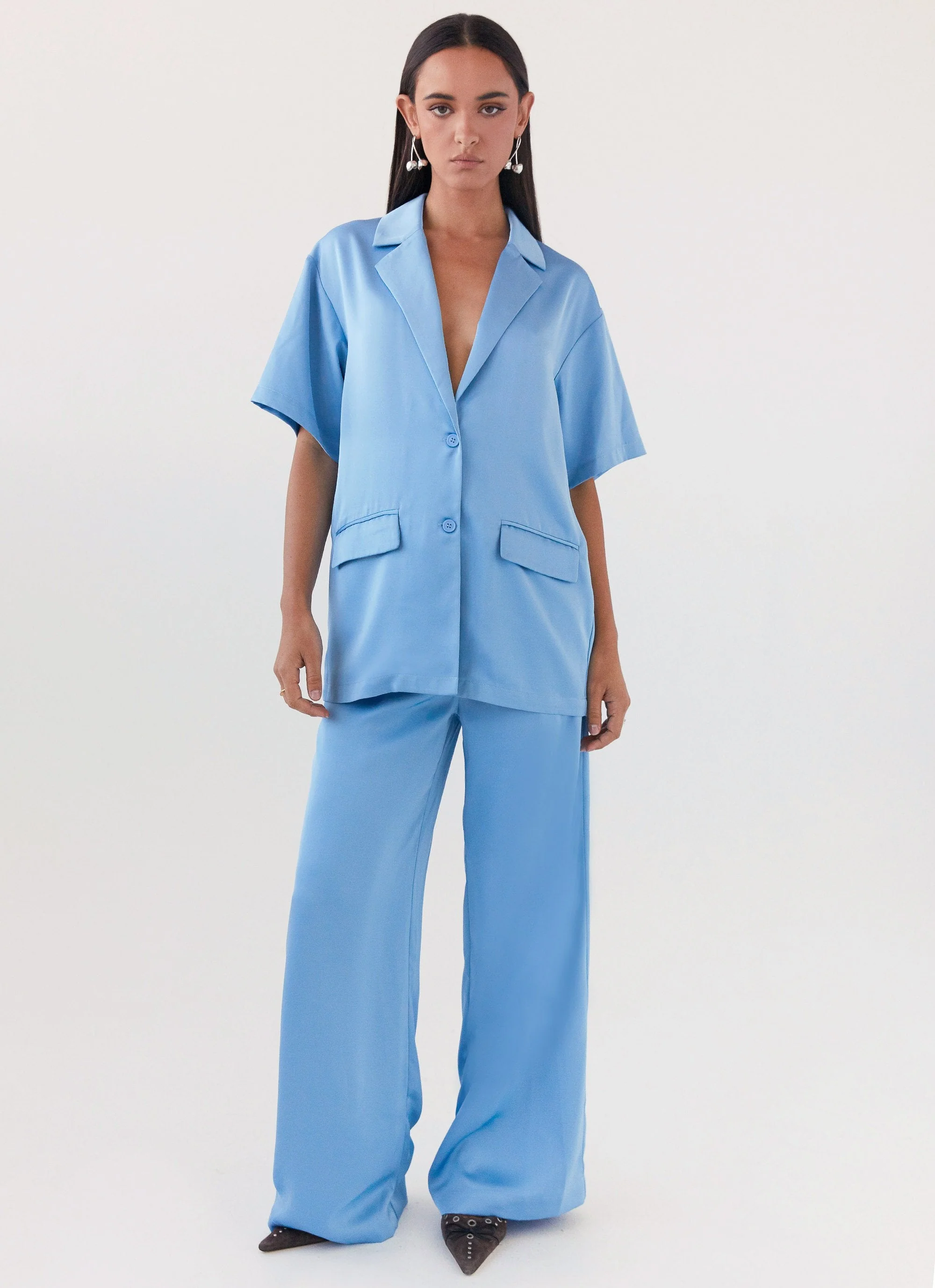 Brinkley Satin Pants - Blue - Image 6