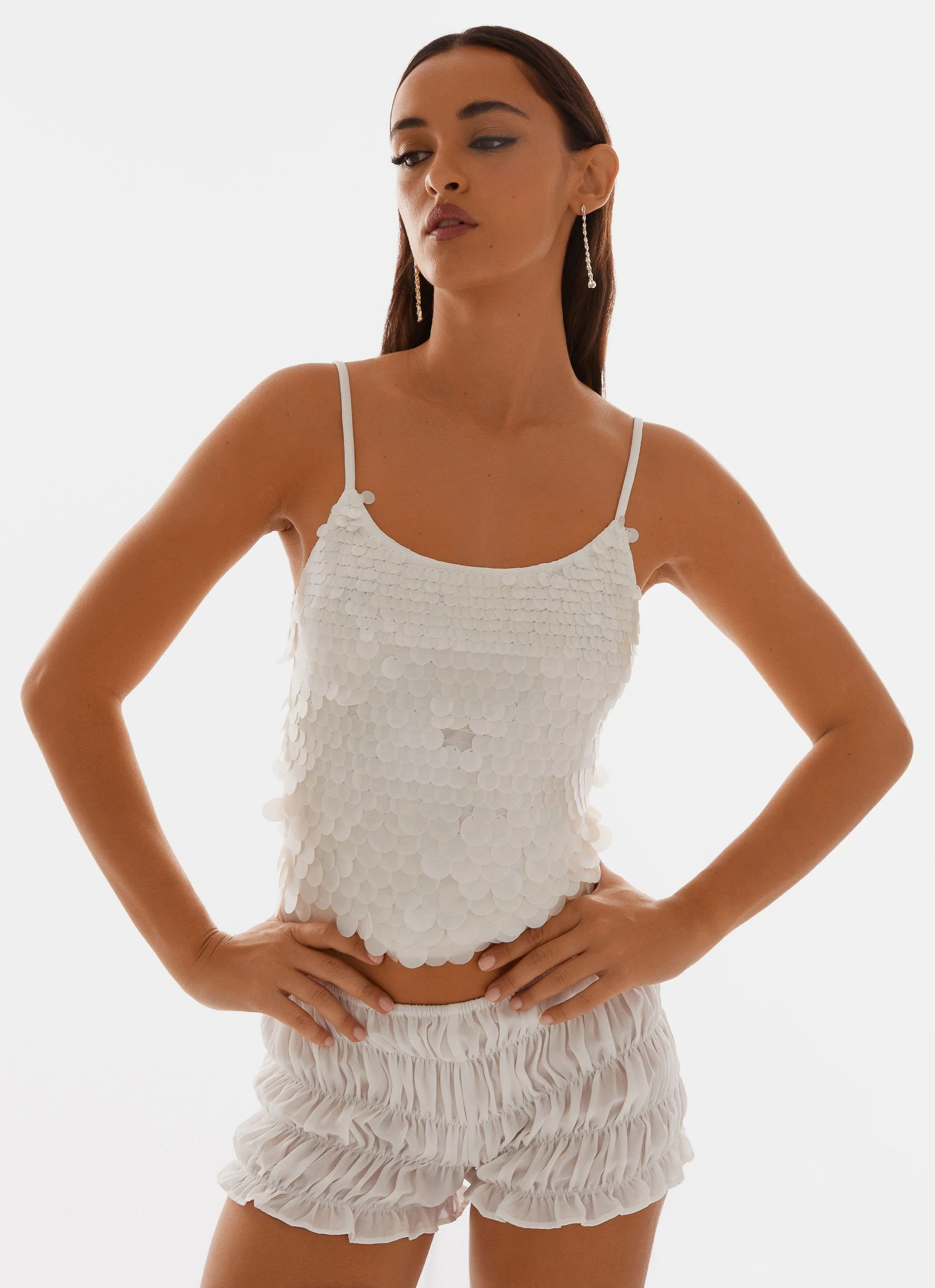 Britta Sequin Cami Top - White - Image 6