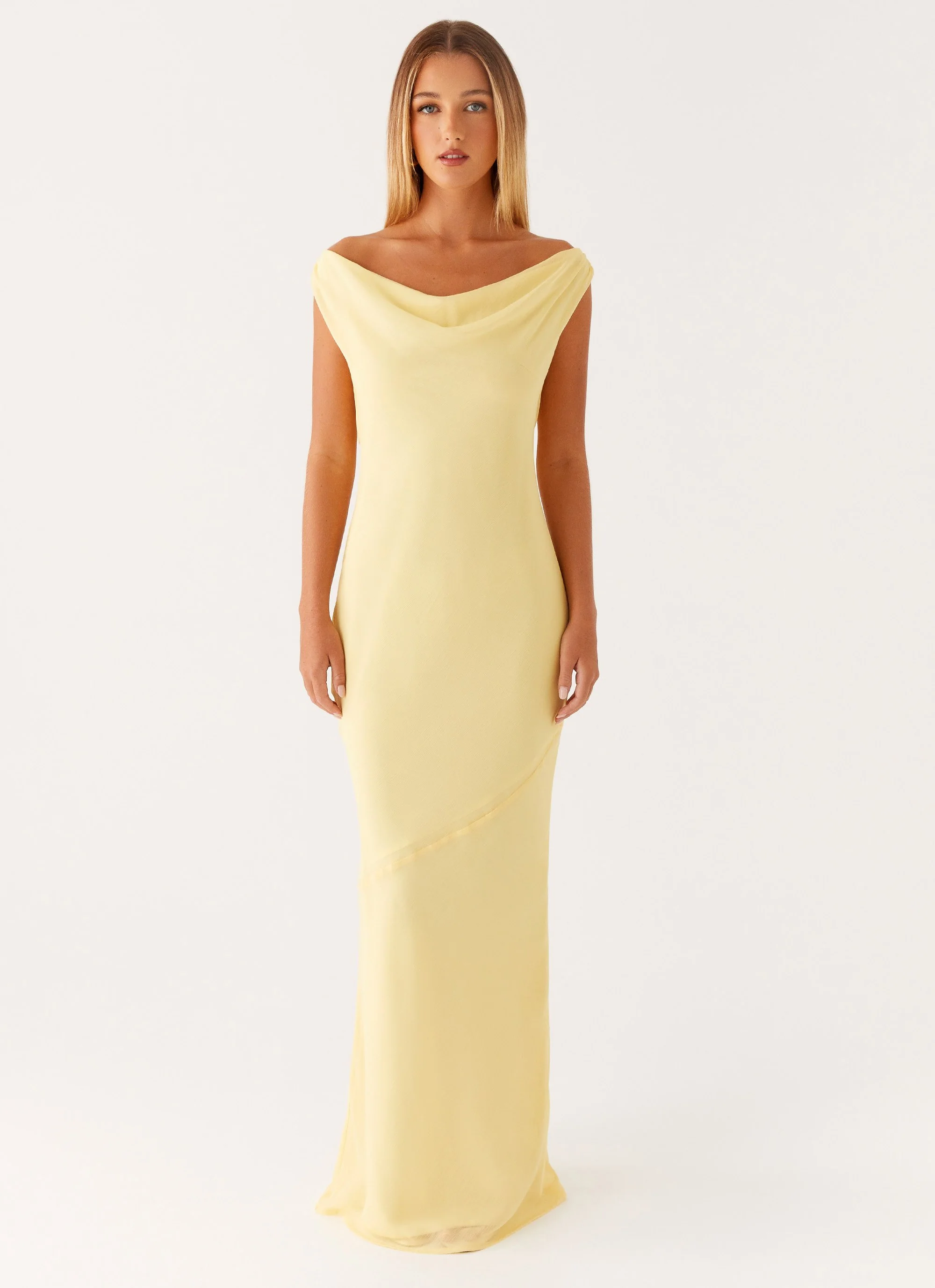 Brittany Chiffon Maxi Dress - Pastel Yellow - Image 2