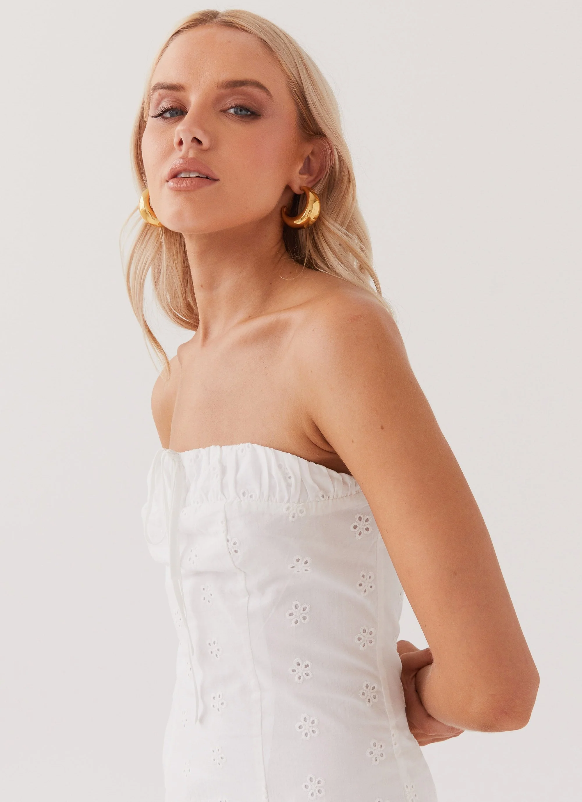Bronwyn Broderie Mini Dress - White - Image 6