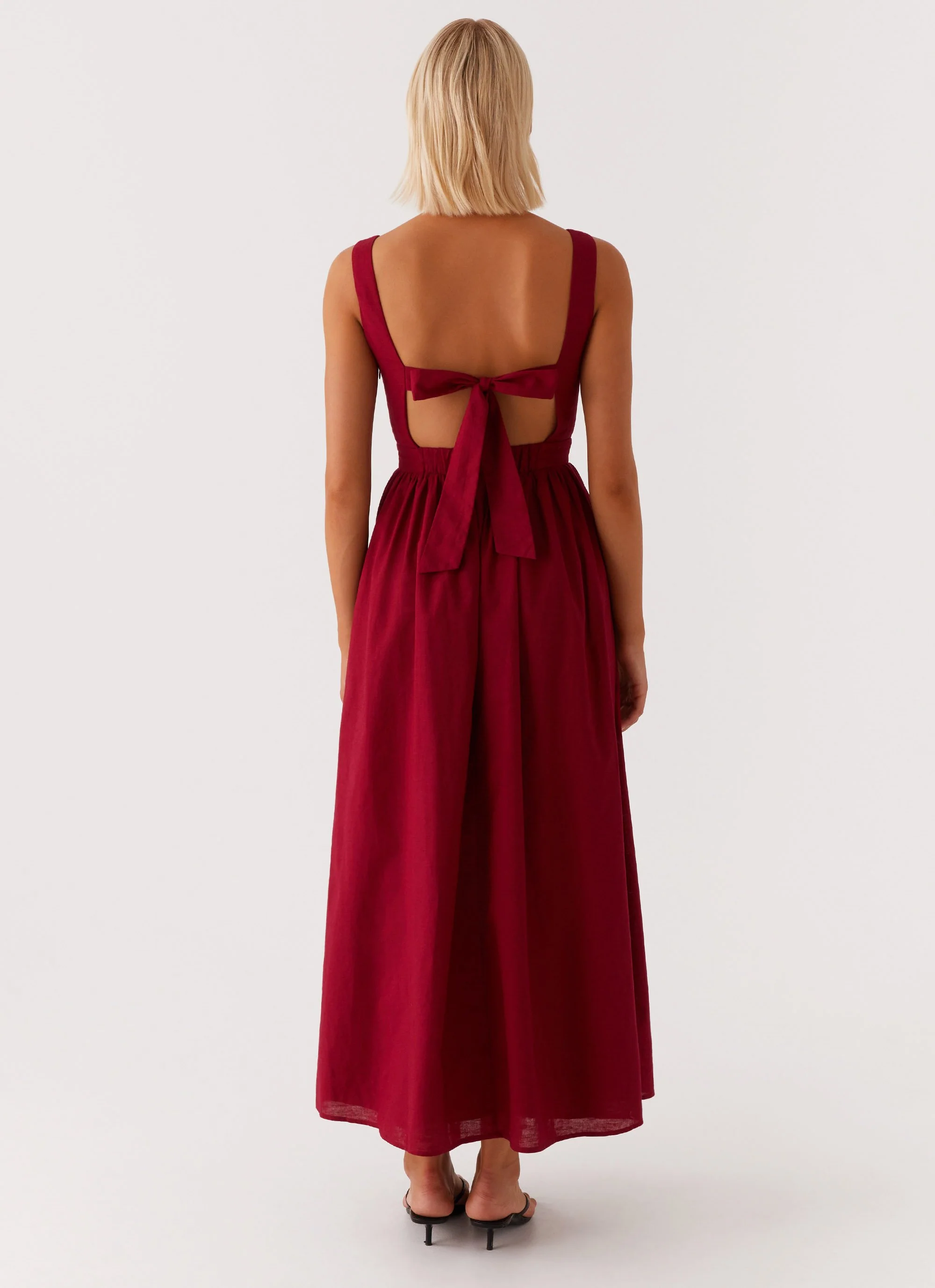 Brylin Linen Midi Dress - Red - Image 5
