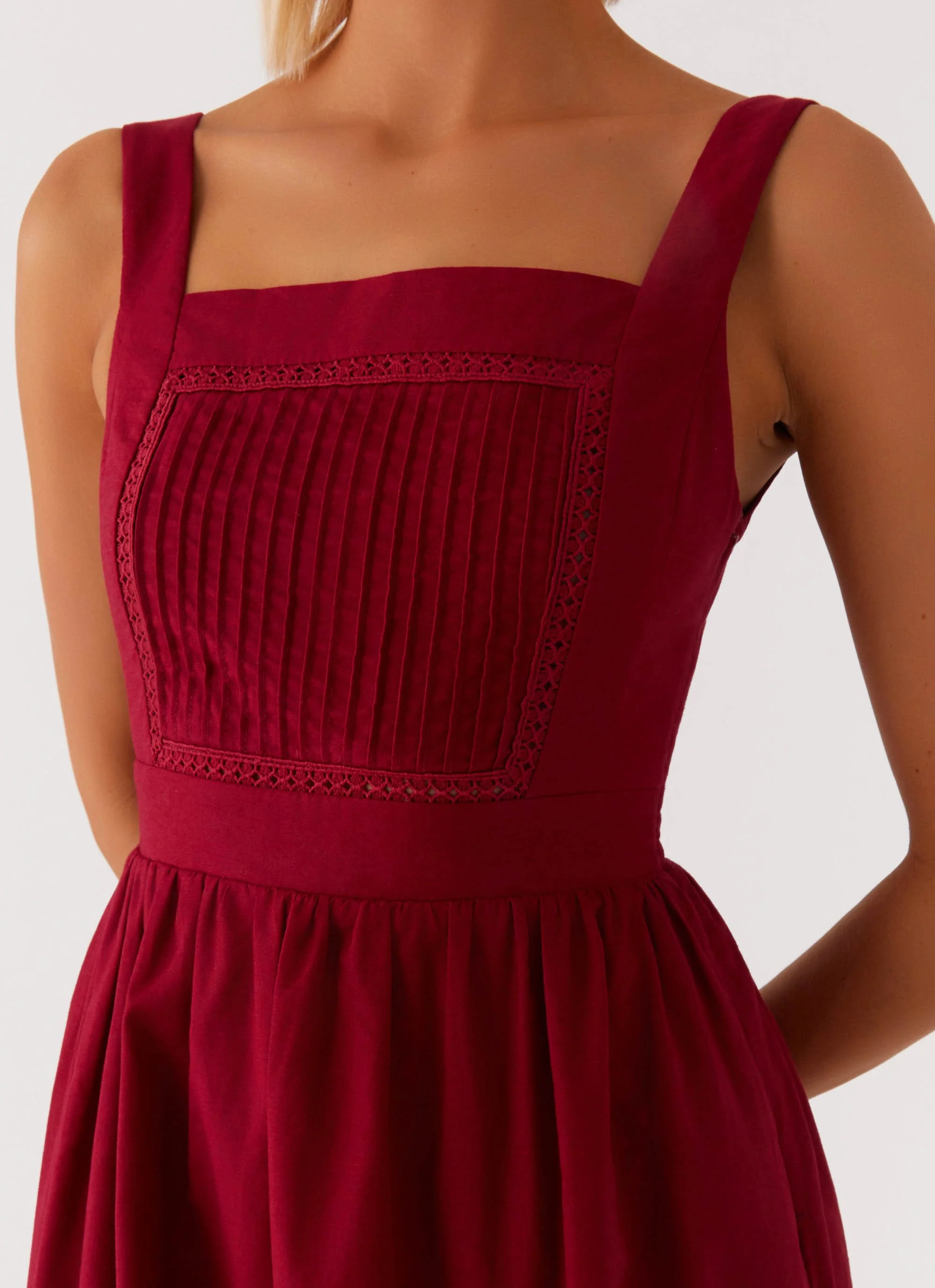 Brylin Linen Midi Dress - Red - Image 6